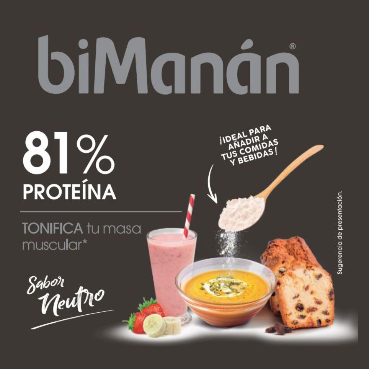 Detalle 2 de biManán Proteína Neutra en Polvo | 81% de Proteína 💪 30 Raciones
