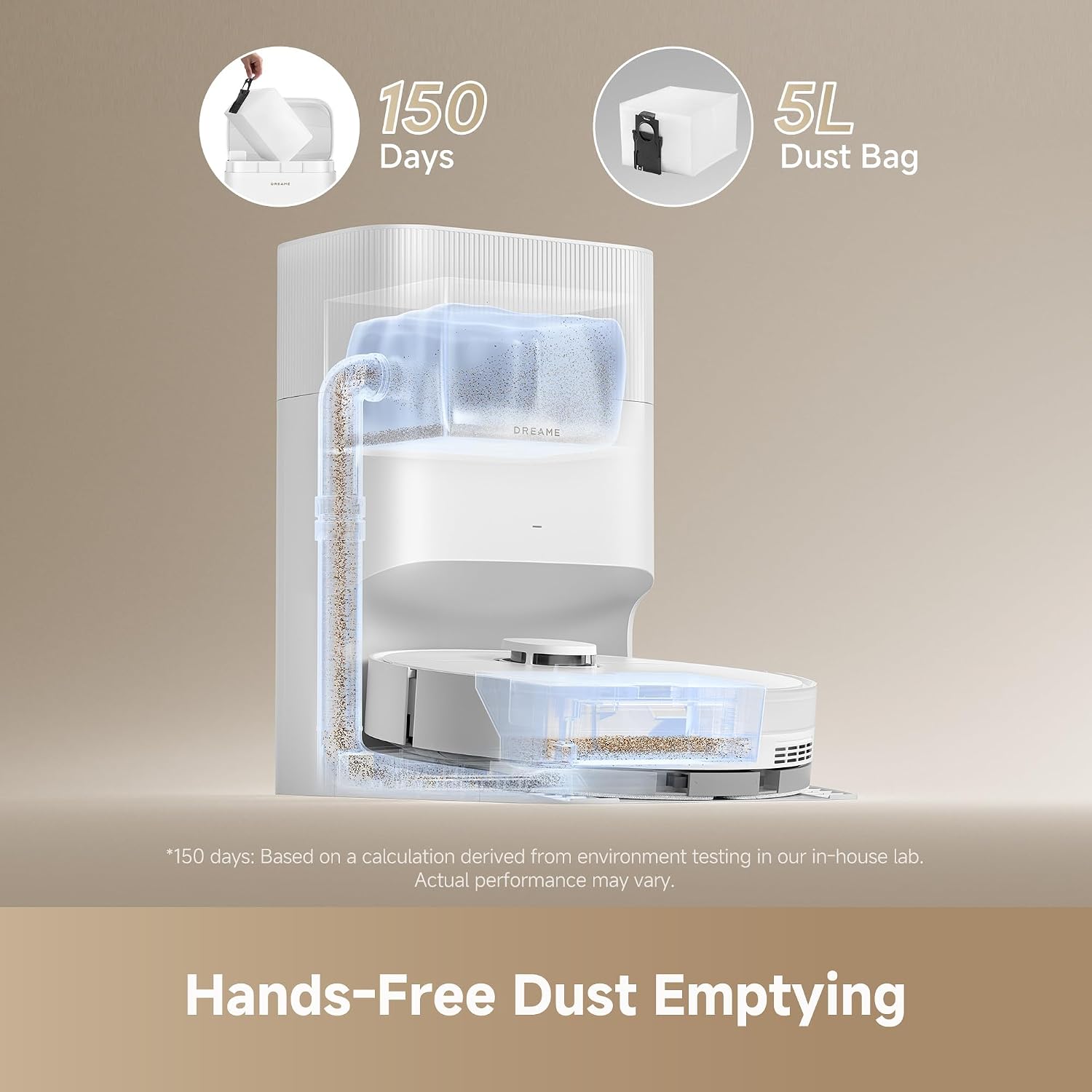 Detalle de Dreame D20 Plus Robot Vacuum and Mop, 13,000 Pa, Self-Emptying, DuoBrush