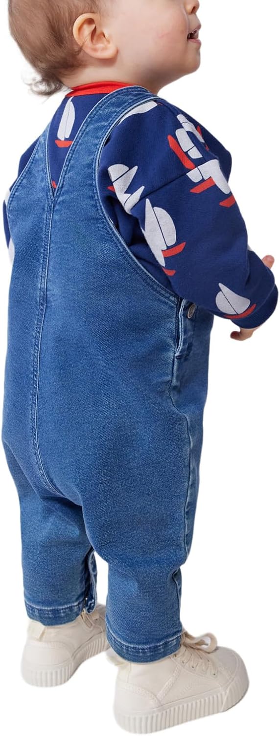 Detalle 2 de Petit Bateau Salopette Longue Bébé Garçon — jean élasthanne, bretelles réglables et bavette à poche