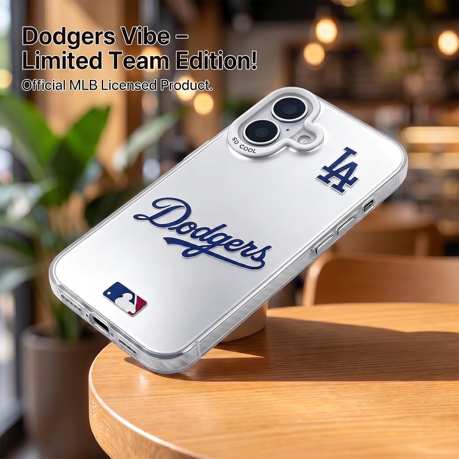 Detalle 2 de KOYOEY MLB ロサンゼルス・ドジャース iPhone 17用ケース、耐衝撃・カメラ保護