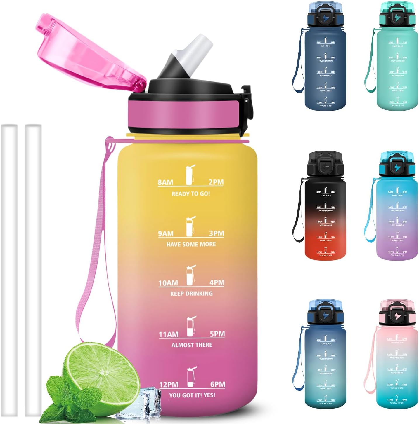 Grsta Borraccia 500 ml motivazionale con cannuccia 🚰