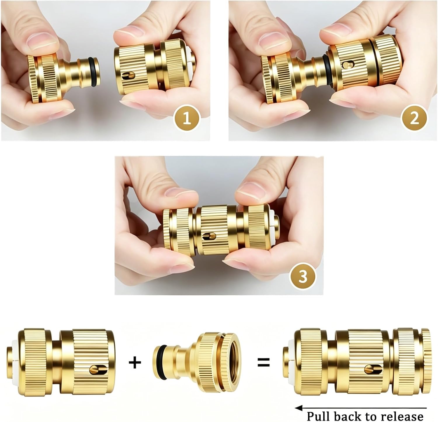 Detalle de 6 Pack Brass Garden Hose Connectors (Quick Connect Fittings) for 1/2 Inch Hose Pipes