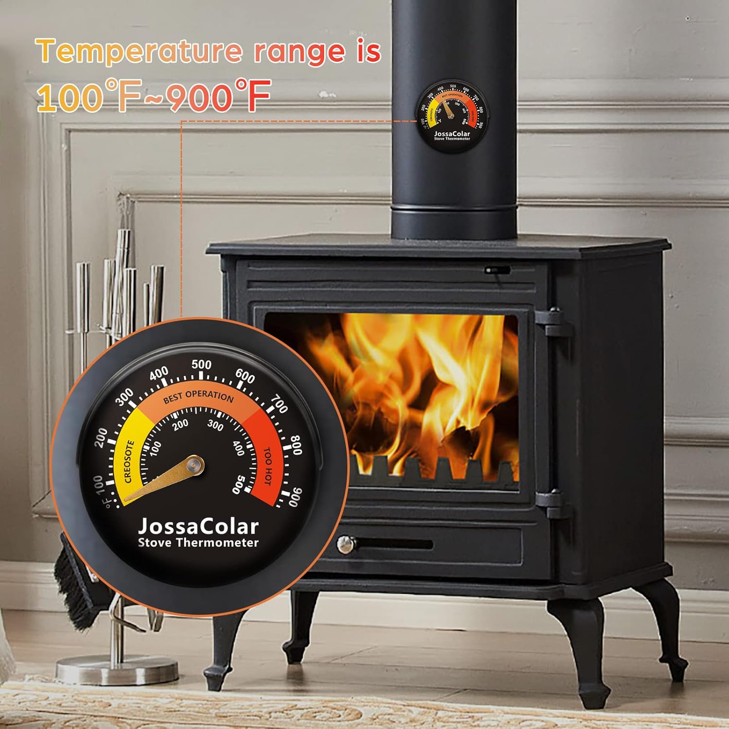 Detalle de Jossacolar Log Burner Thermometer 1 with magnetic gauge