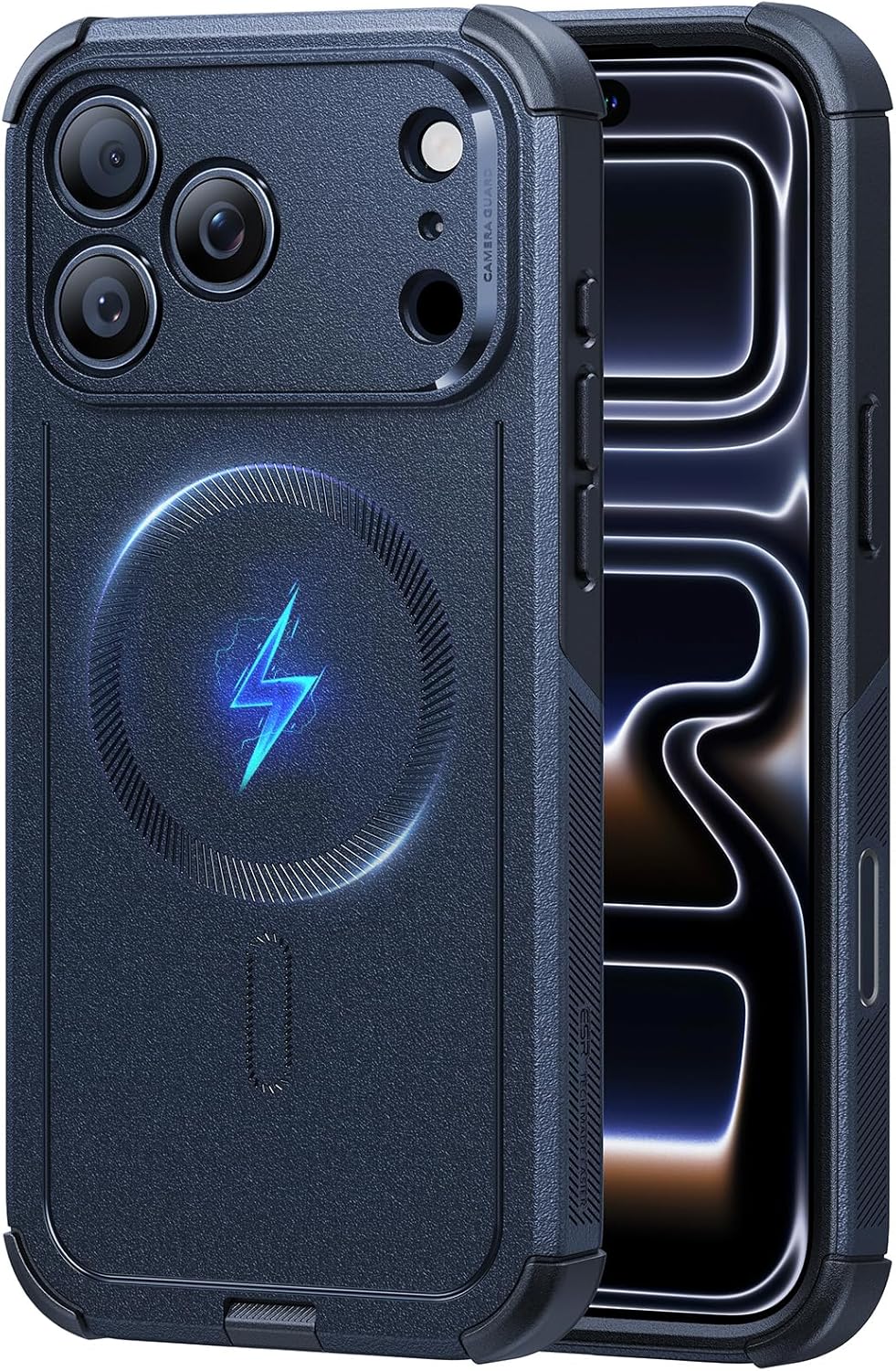 Detalle de ESR Cyber Series Case for iPhone 17 Pro – Navy Blue, 23ft Drop Protection with MagSafe