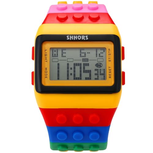 Detalle de FENKOO Neutral Arco Iris, reloj digital amarillo con alarma y cronómetro