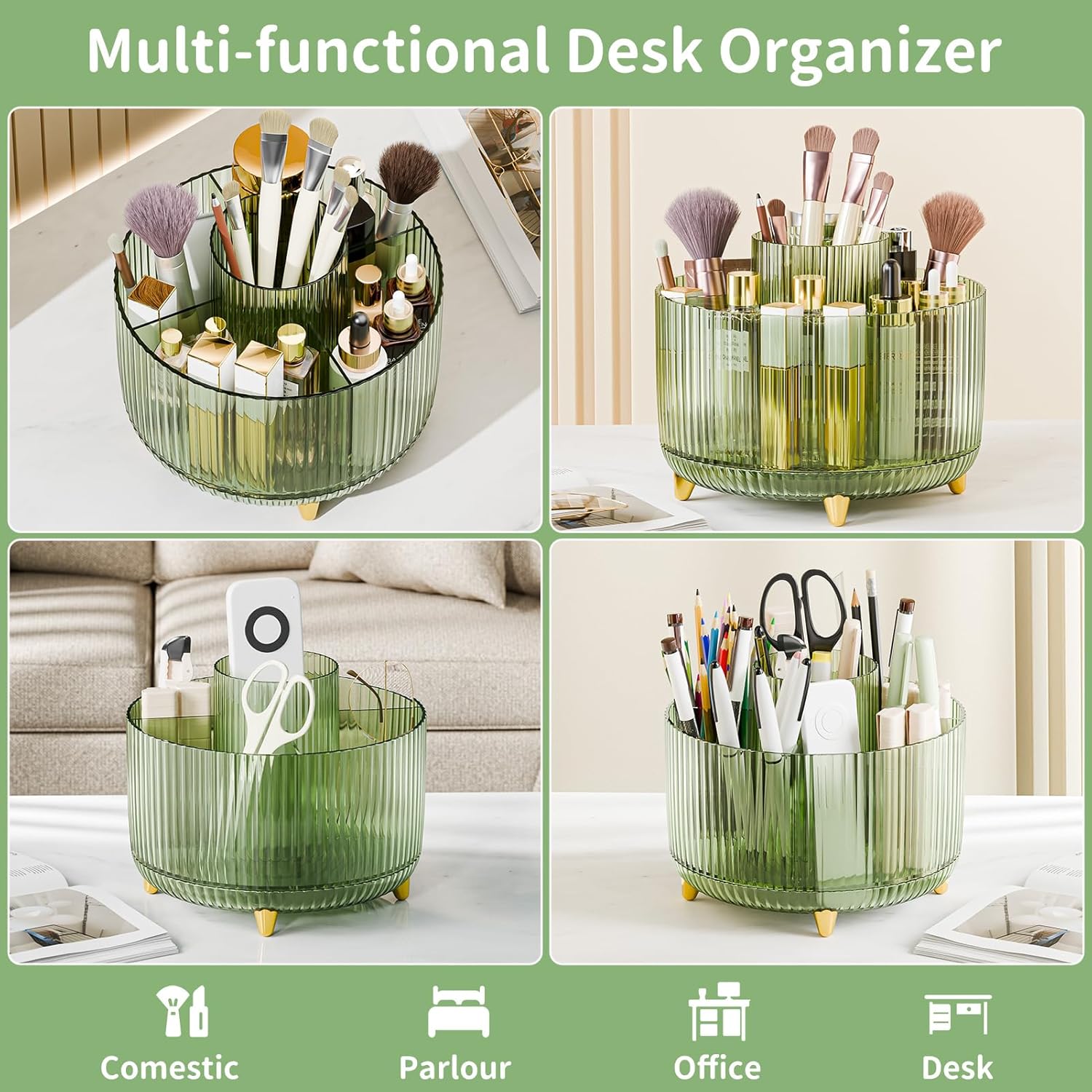 Thumbnail 3 de 360° rotating makeup organiser organiser 5 compartments