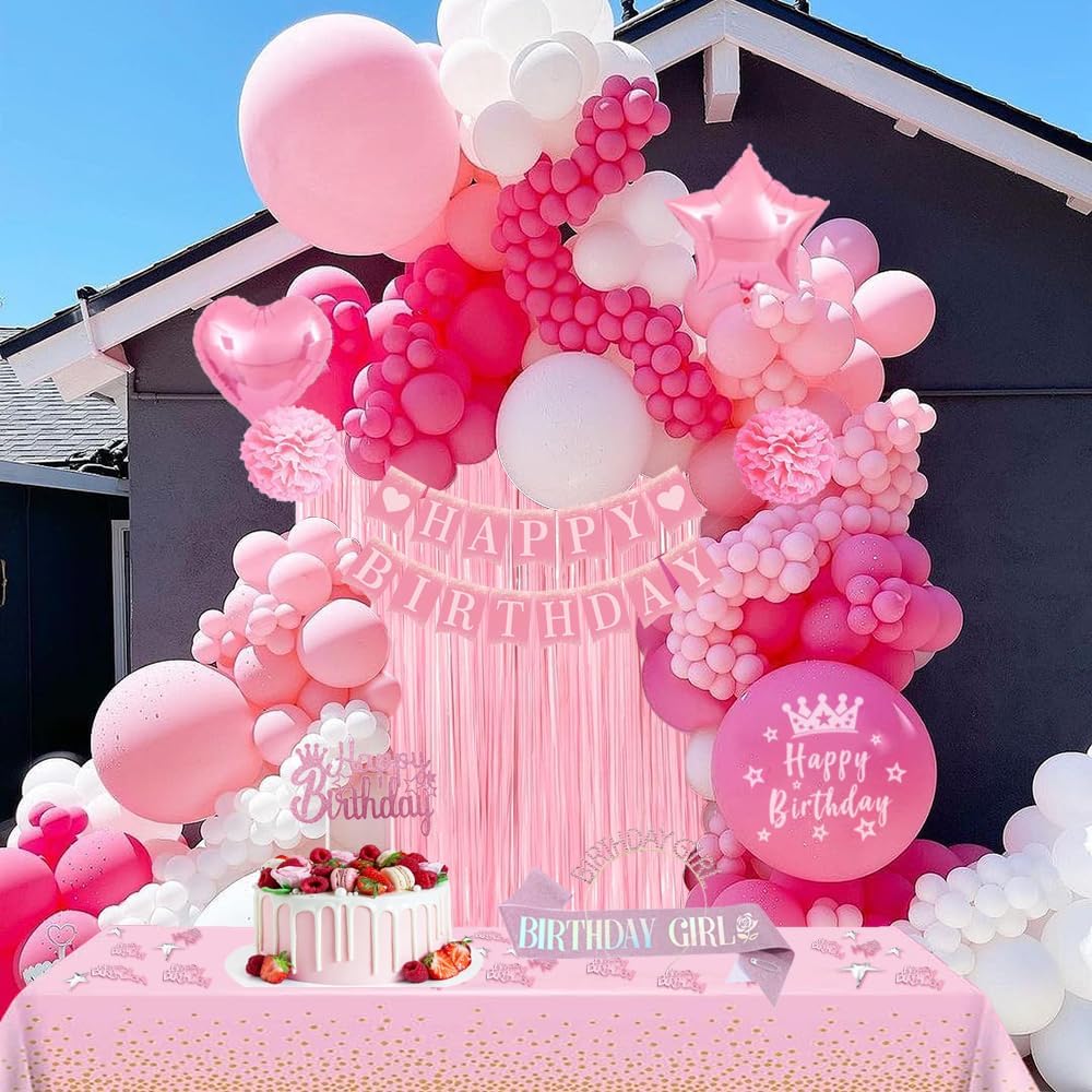 Detalle de Pink birthday party decorations set