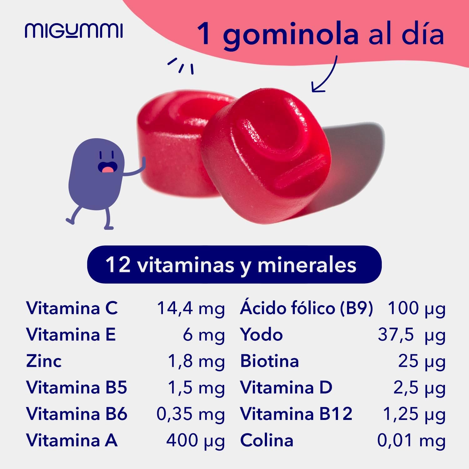 Detalle de Gominolas multivitaminas 100 gummies para niños 🍬