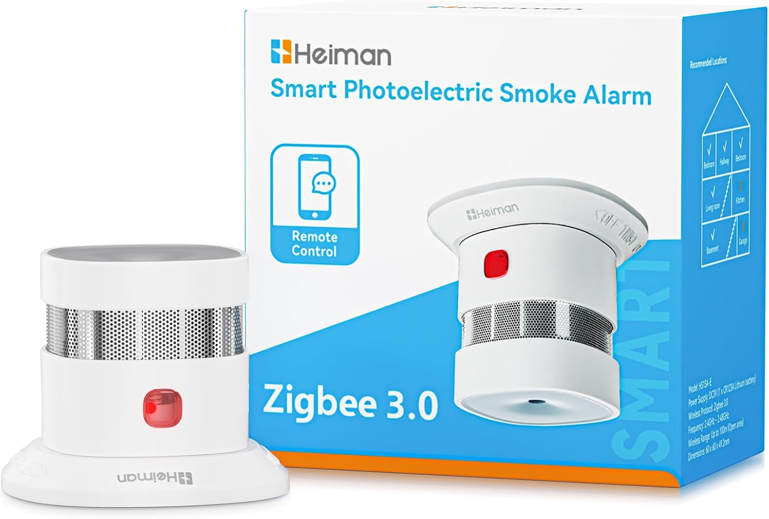 Detalle de HEIMAN HS1SA-E Plus slimme rookmelder met Zigbee 3.0 en foto-elektrische sensor