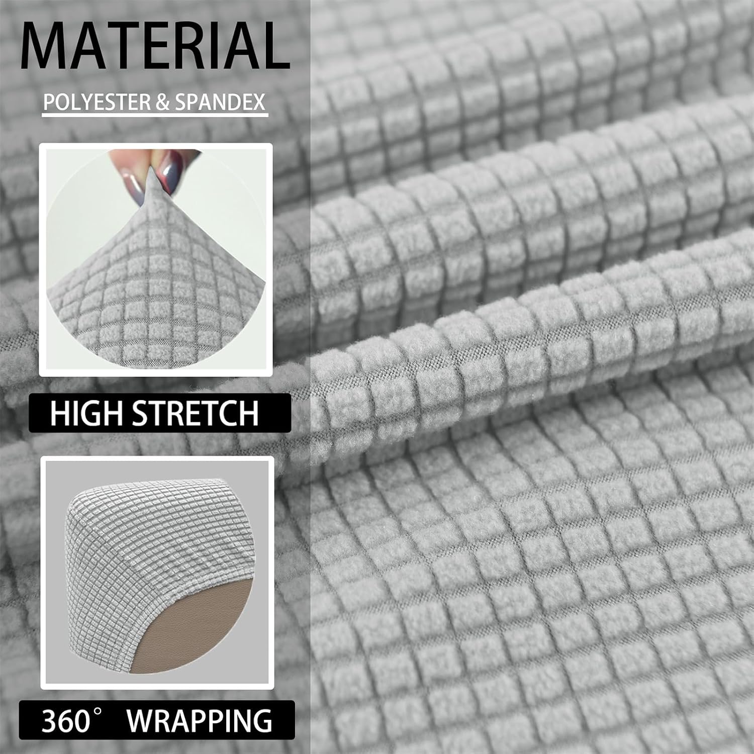 Thumbnail 2 de CDPTD Jacquard-Bezüge für Wohnwagen-Polster – rutschfeste RV-Sitzbezüge mit 2 Kordeln, Ersatzbezug (gray1, passend für W 45–65 cm & D 45–65 cm)