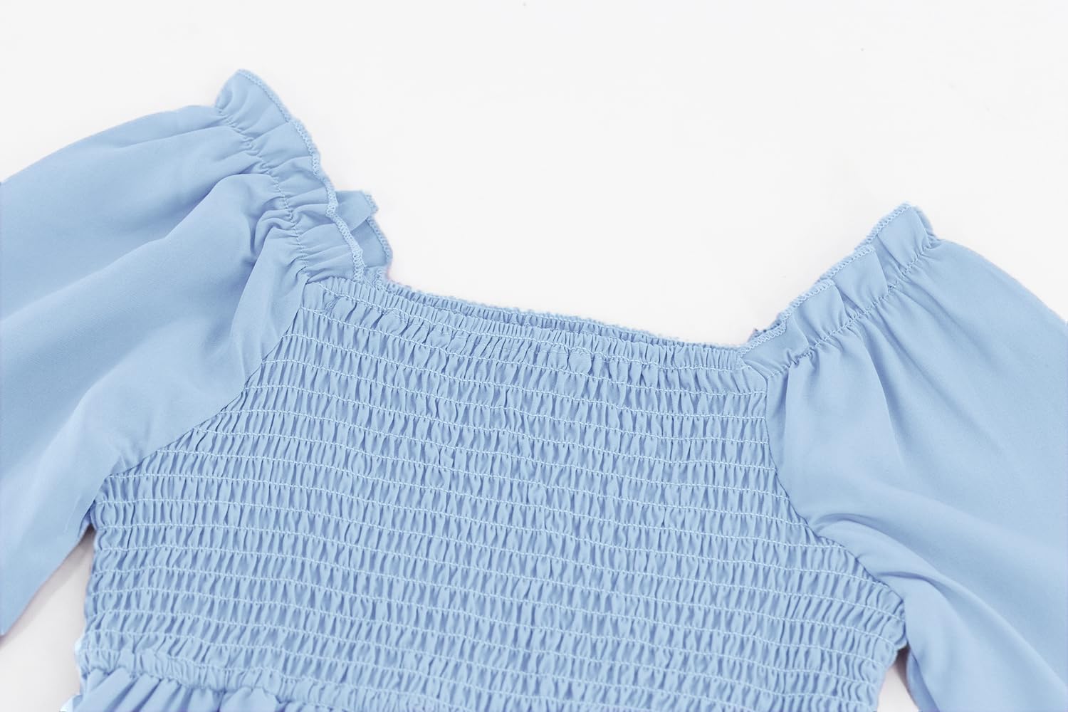 Thumbnail 1 de KISLOVE Girls Puff Long Sleeve Dress with Square Neck - High Waist A-Line for 4-14 Years