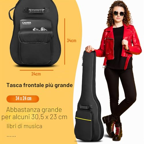 Thumbnail 5 de CAHAYA Borsa per Chitarra Elettrica Imbottita 104x40x7cm con tasca frontale e 3 modalità di trasporto