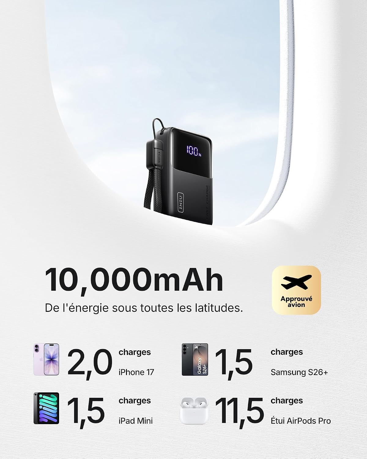 Thumbnail 5 de INIU Batterie Externe Ultra Mini 10000 mAh 45W – Charge Rapide et Compacité Exceptionnelle