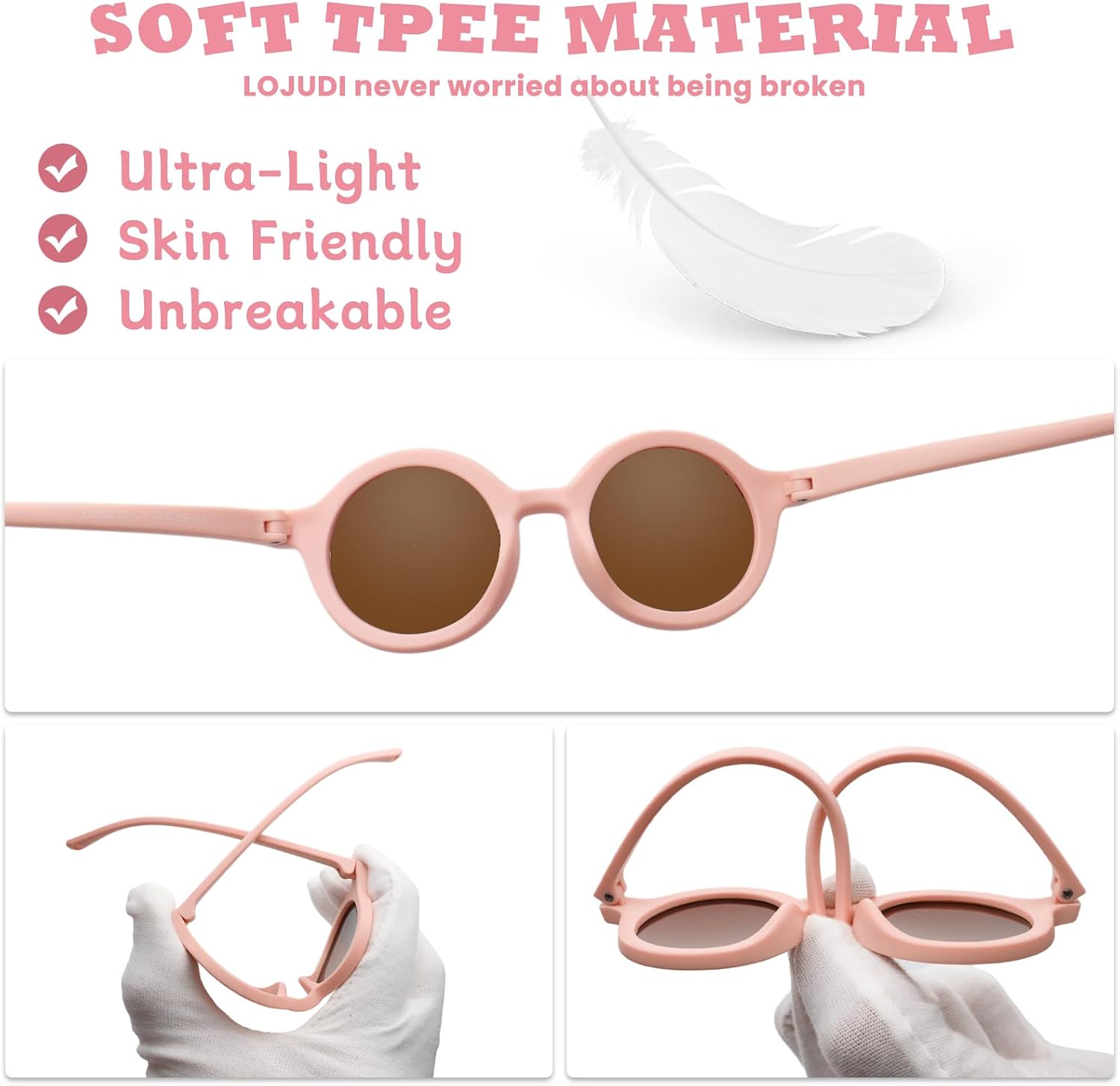 Thumbnail 4 de LOJUDI Baby Sunglasses 0-24 Months with Adjustable Strap – Polarised UV400 Round Frames