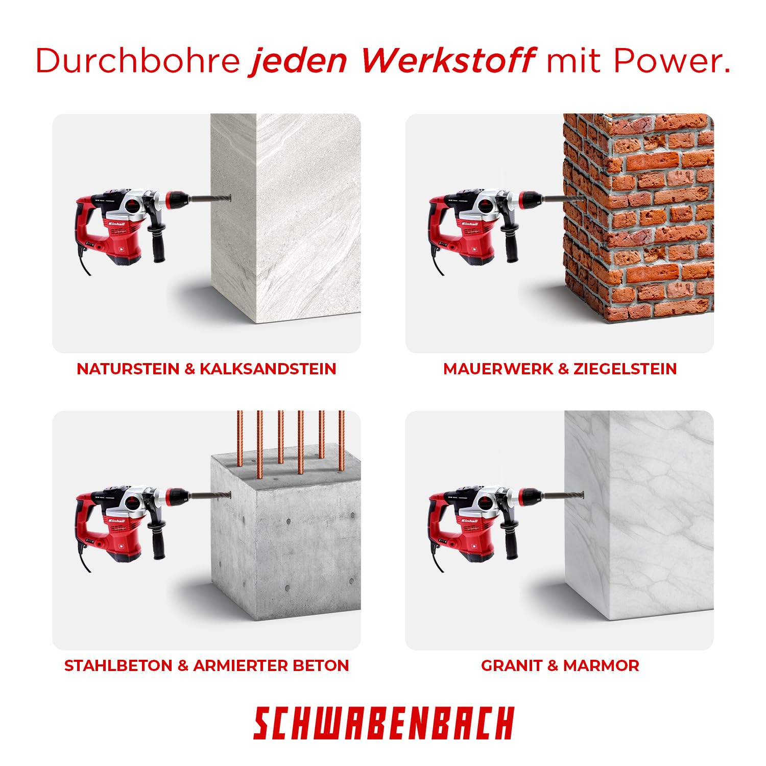 Thumbnail 5 de SCHWABENBACH® SDS-Plus Bohrer 25 x 1140 x 1200 mm – Betonbohrer mit Hartmetall (kein SDS- MAX)