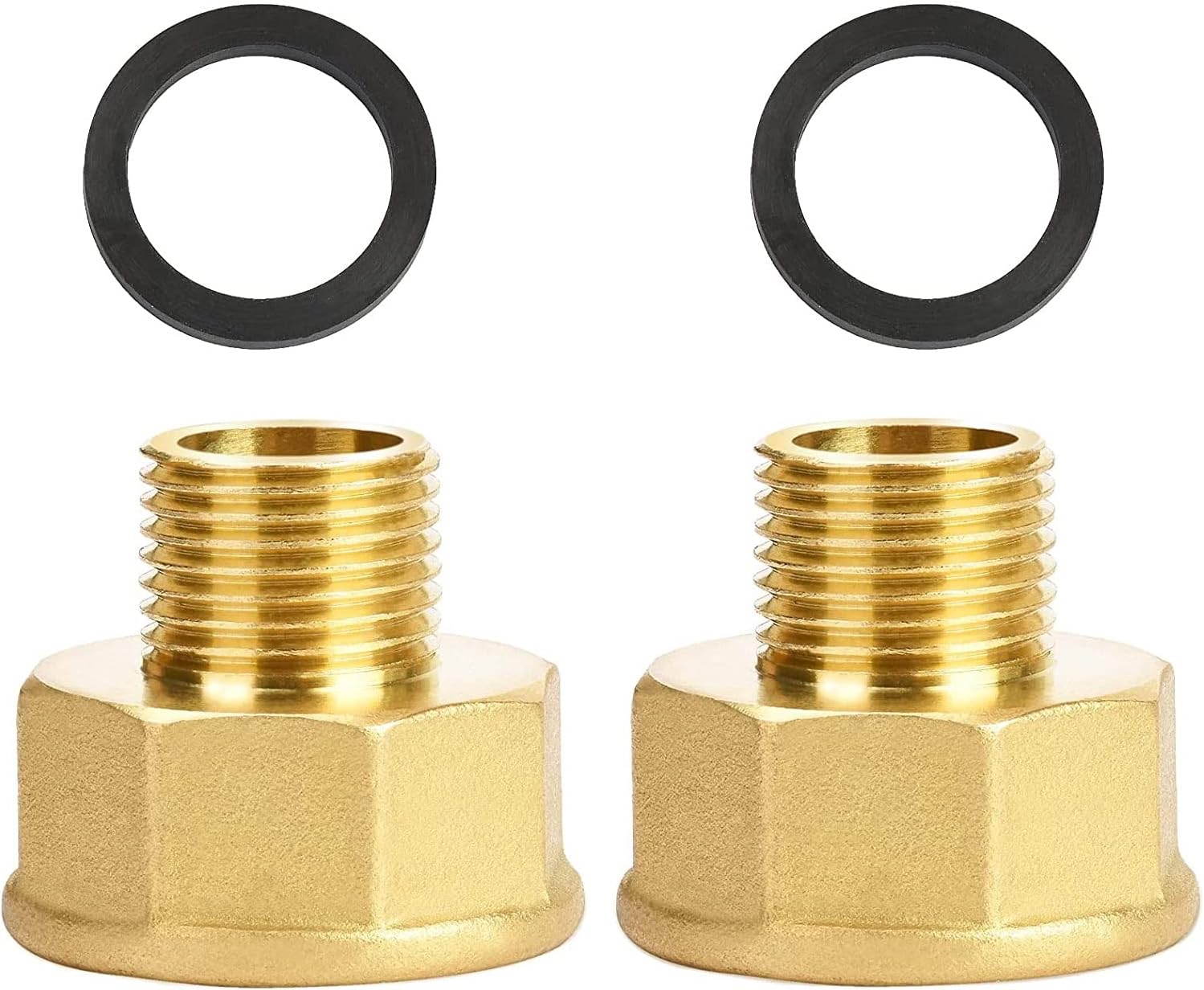 Detalle de Reduzierstück 1/2 auf 1 Zoll aus Messing – 2er-Set mit Dichtring (Nutmanel)