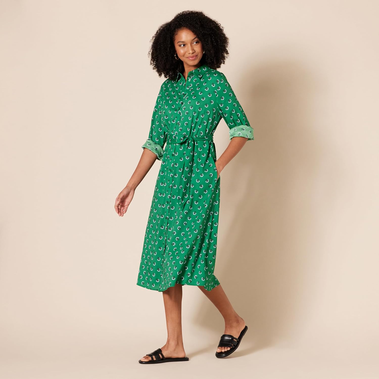 Thumbnail 3 de Amazon Essentials Women’s Long-Sleeve Midi Shirt Dress for Work and Office