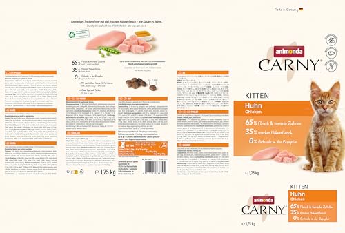 Detalle de animonda Carny Kitten Huhn (1,75 kg) – Trockenfutter für wachsende Katzenkätzchen ohne Getreide