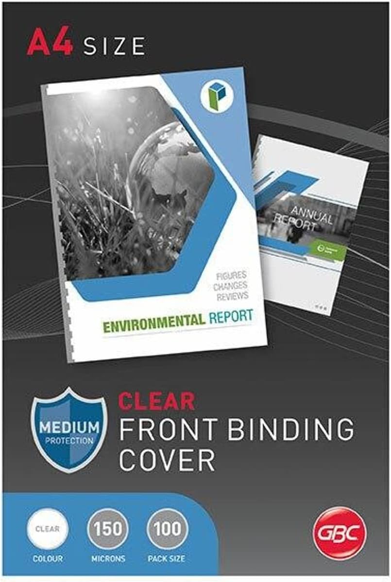 Detalle 1 de GBC HiClear Binding Covers 250 micron A4 Clear (Pack of 50) – 41605E