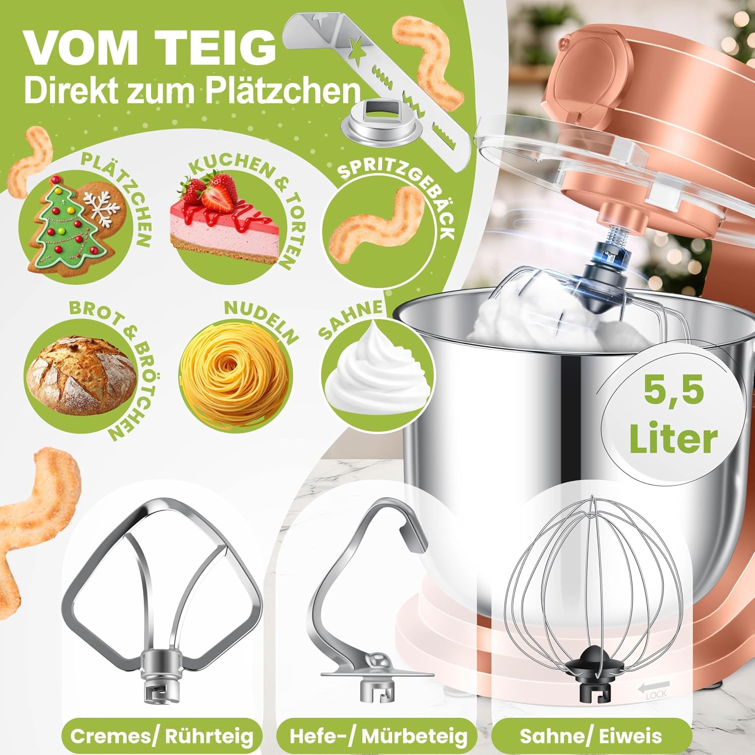 Thumbnail 2 de KESSER 3-in-1 Universal Küchenmaschine K-KM 3000 mit Fleischwolf, Knetmaschine und 5,5-l-Schüssel (inkl. Zubehör-Set)
