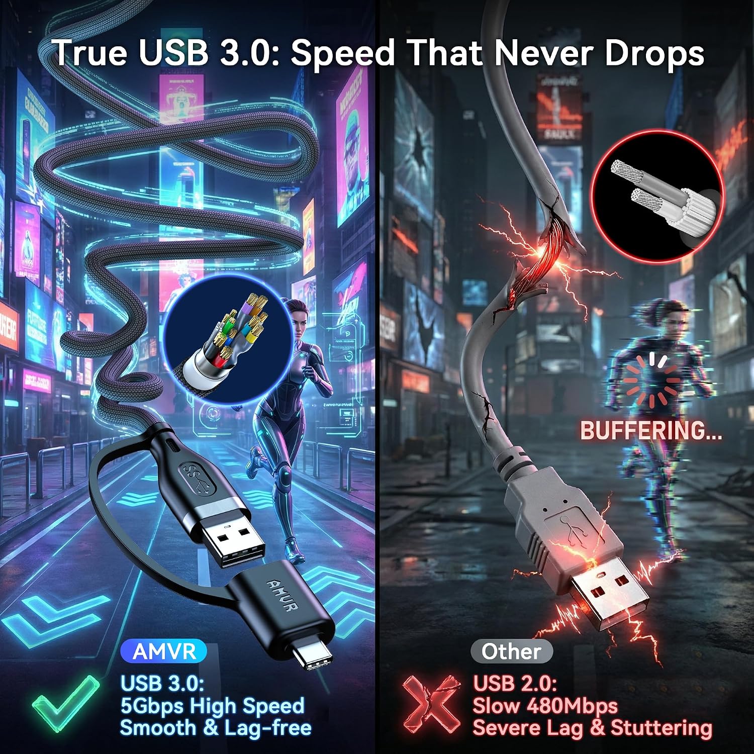 Thumbnail 4 de AMVR Link Cable 16ft high-speed USB 3.0 for VR