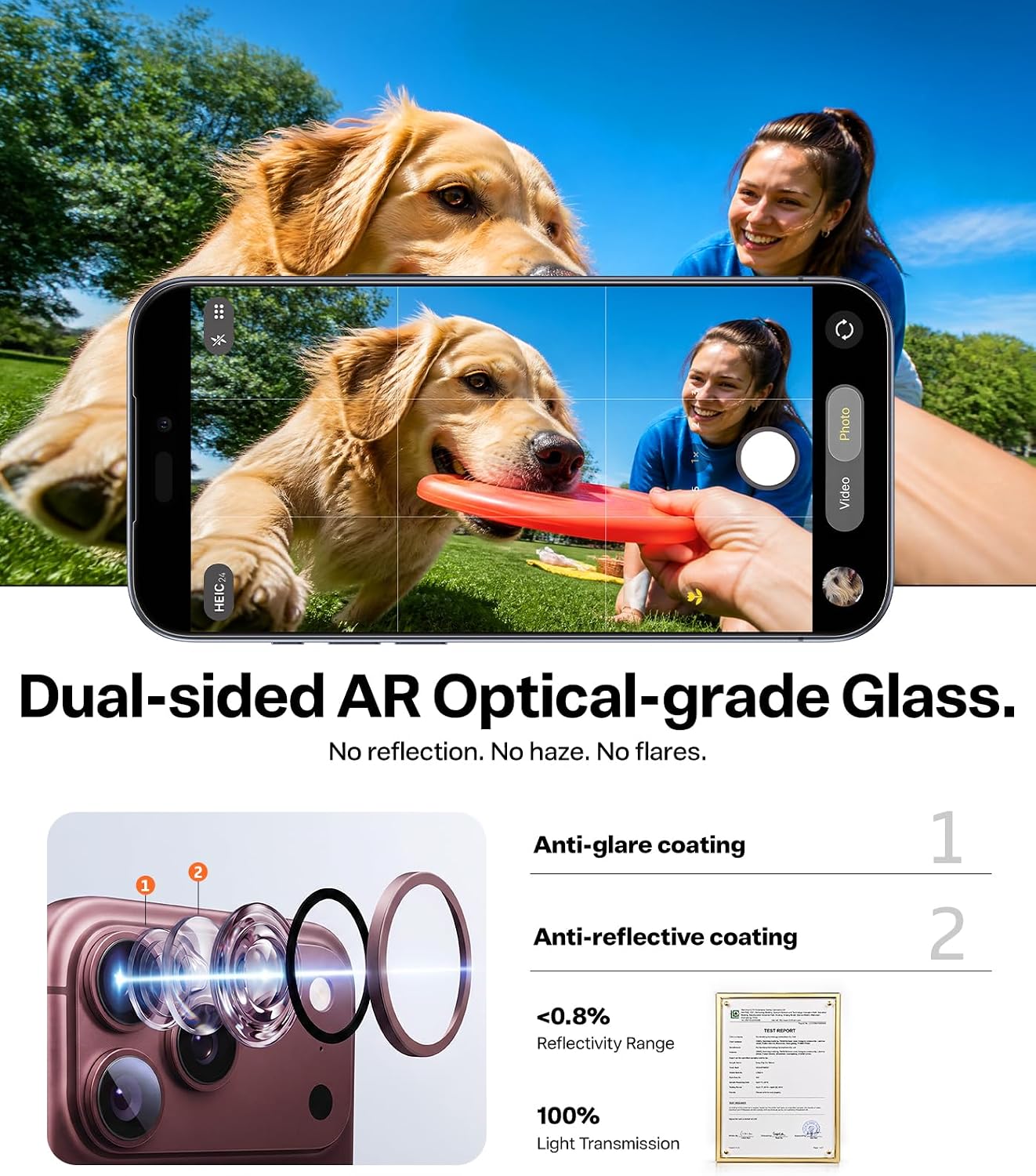 Detalle 2 de TORRAS TOP 9H+ Camera Lens Protector for iPhone 18 Pro Max/18 Pro, Burgundy