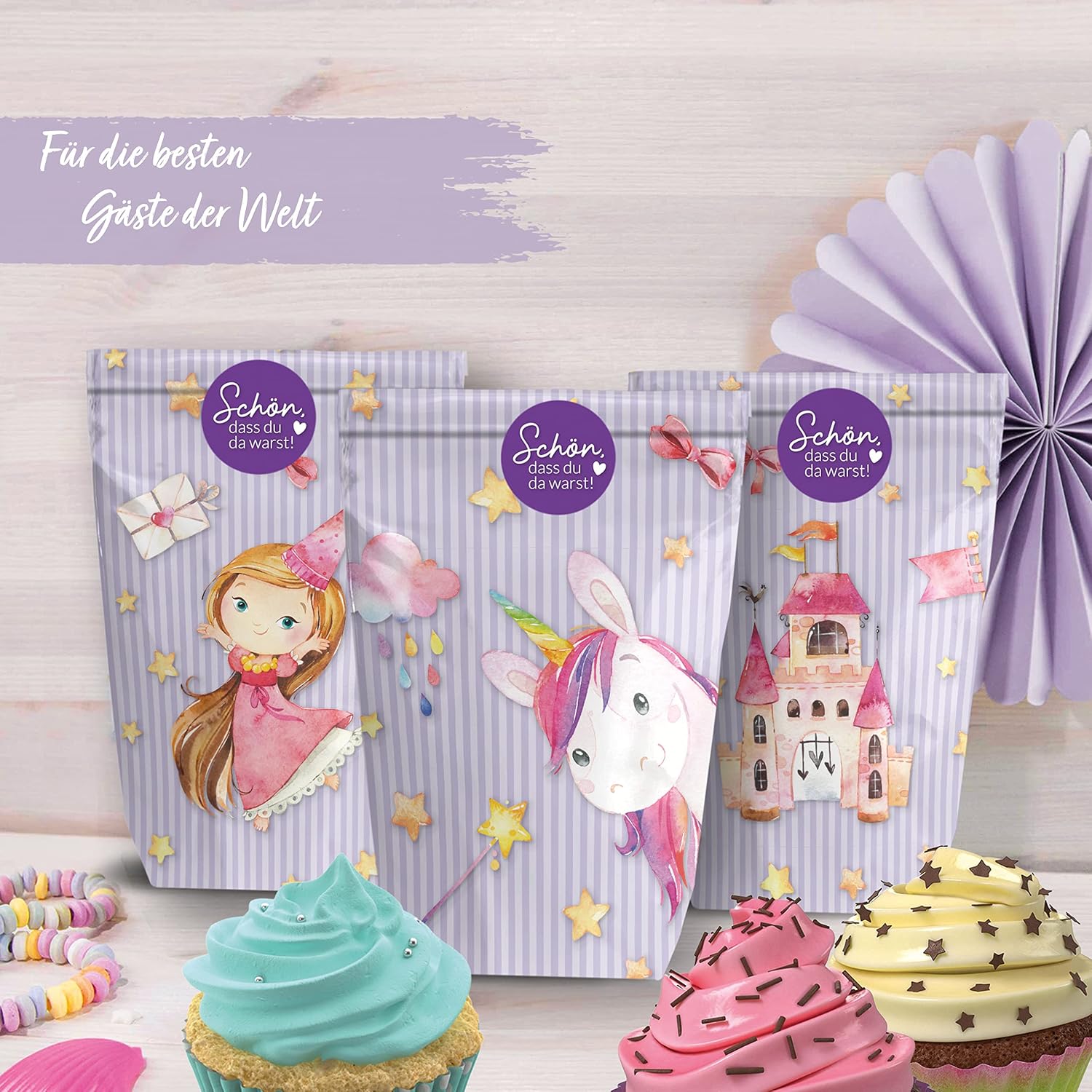 Thumbnail 1 de Papierdrachen Papierdrachen 12 bedruckte Geschenktüten zum Geburtstag – Thema Einhorn, 15er-Set (14 x 22 cm)