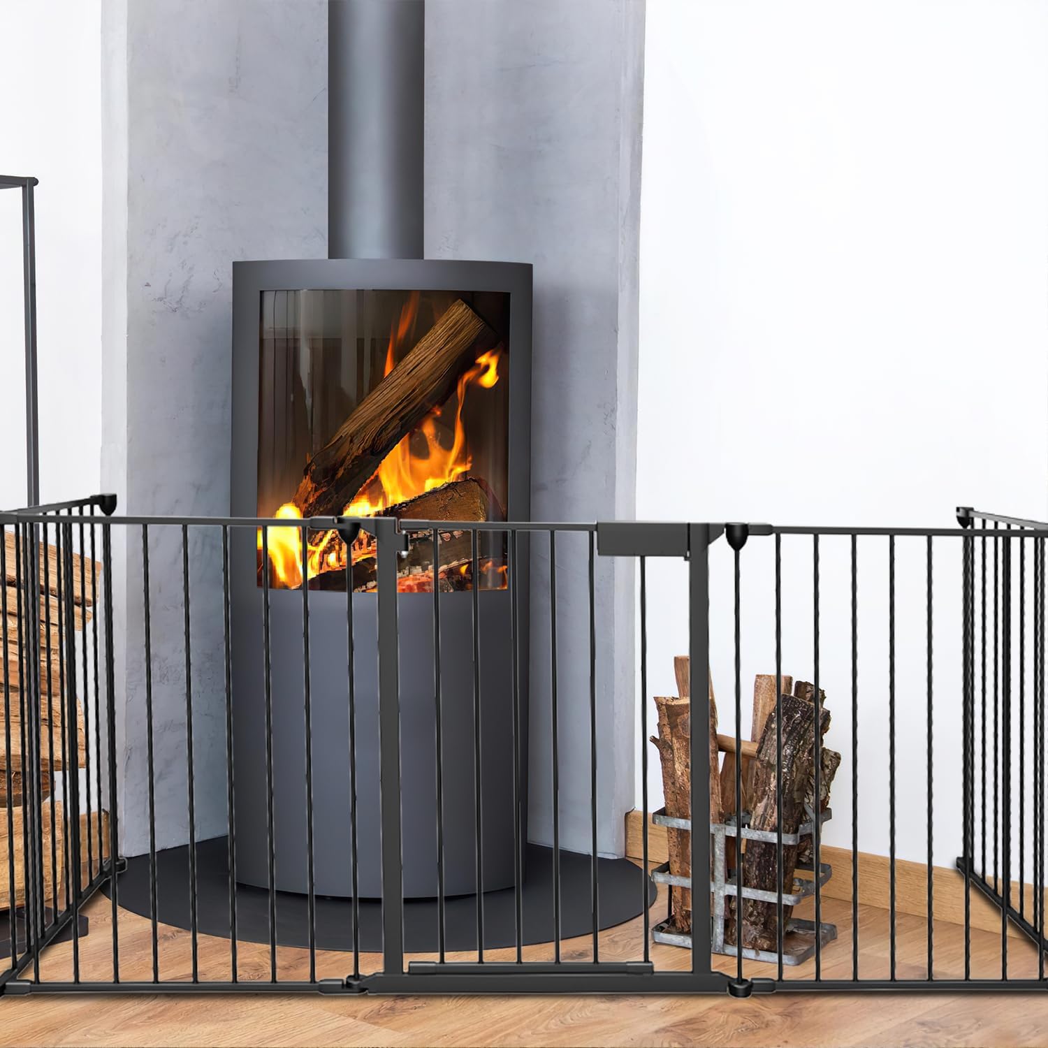 Thumbnail 6 de Ansobea Kaminschutzgitter mit Tür 310 cm – faltbares Kamingitter aus Metall, 5-teilig, Türschloss, für Kinder und Haustiere