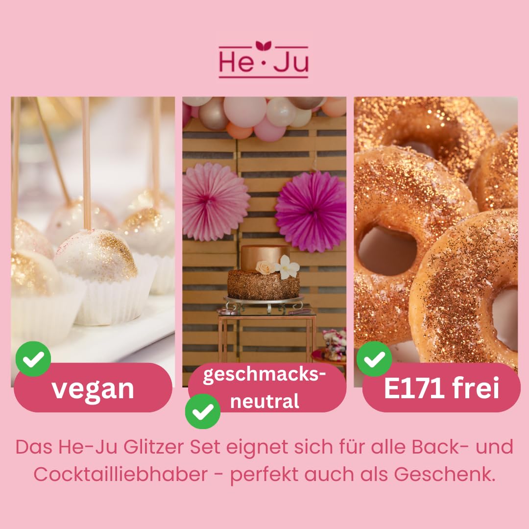 Thumbnail 2 de He-Ju essbarer Glitzer für Getränke & Lebensmittel – 12 Farben à 3 g, vegan, glutenfrei, ohne E171