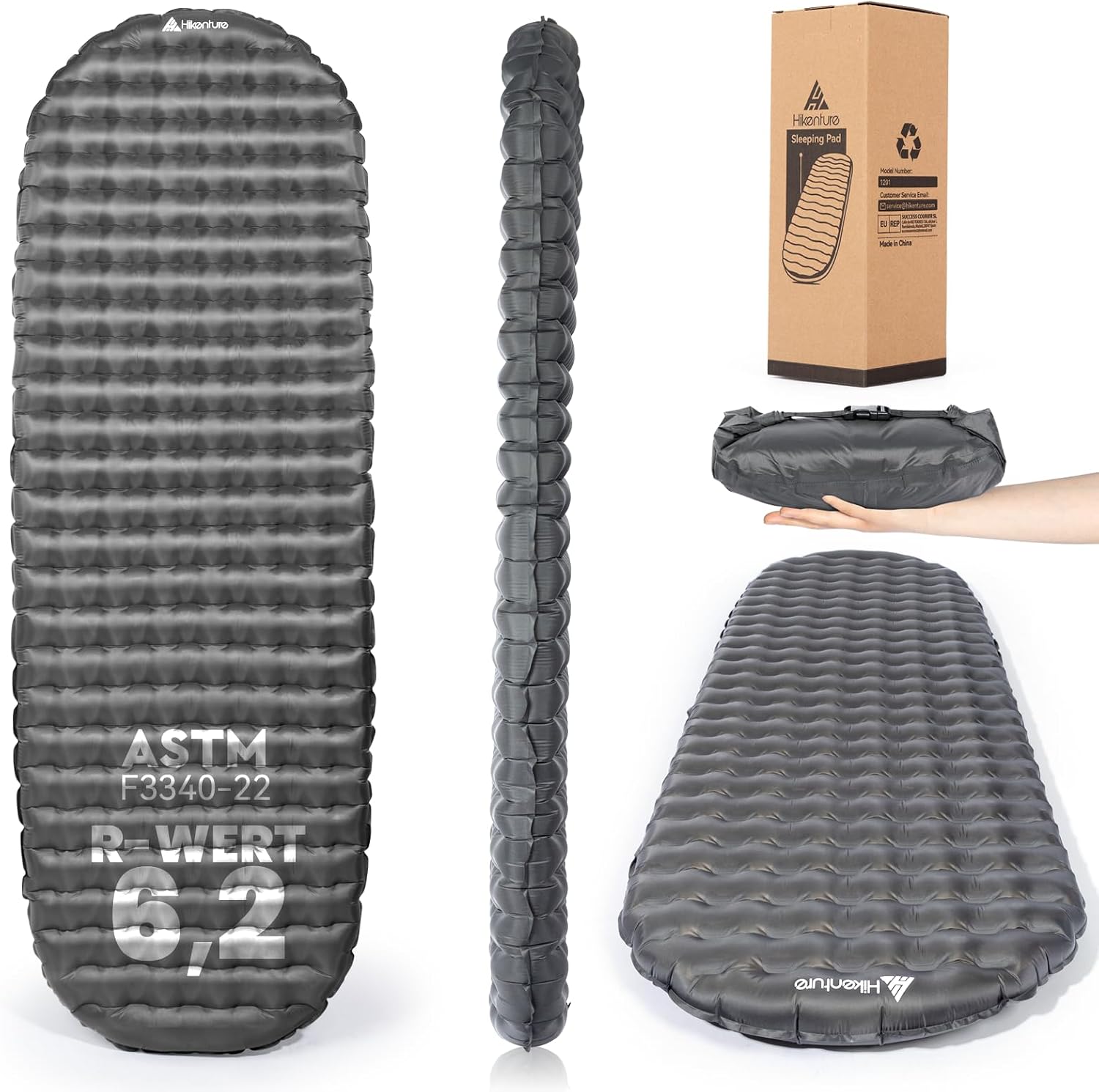 Detalle de HIKENTURE 6,2 R-Wert Camping Isomatte Ultraleicht – 8 cm Dicke, 4-Jahreszeiten, TPU-Luftmatratze