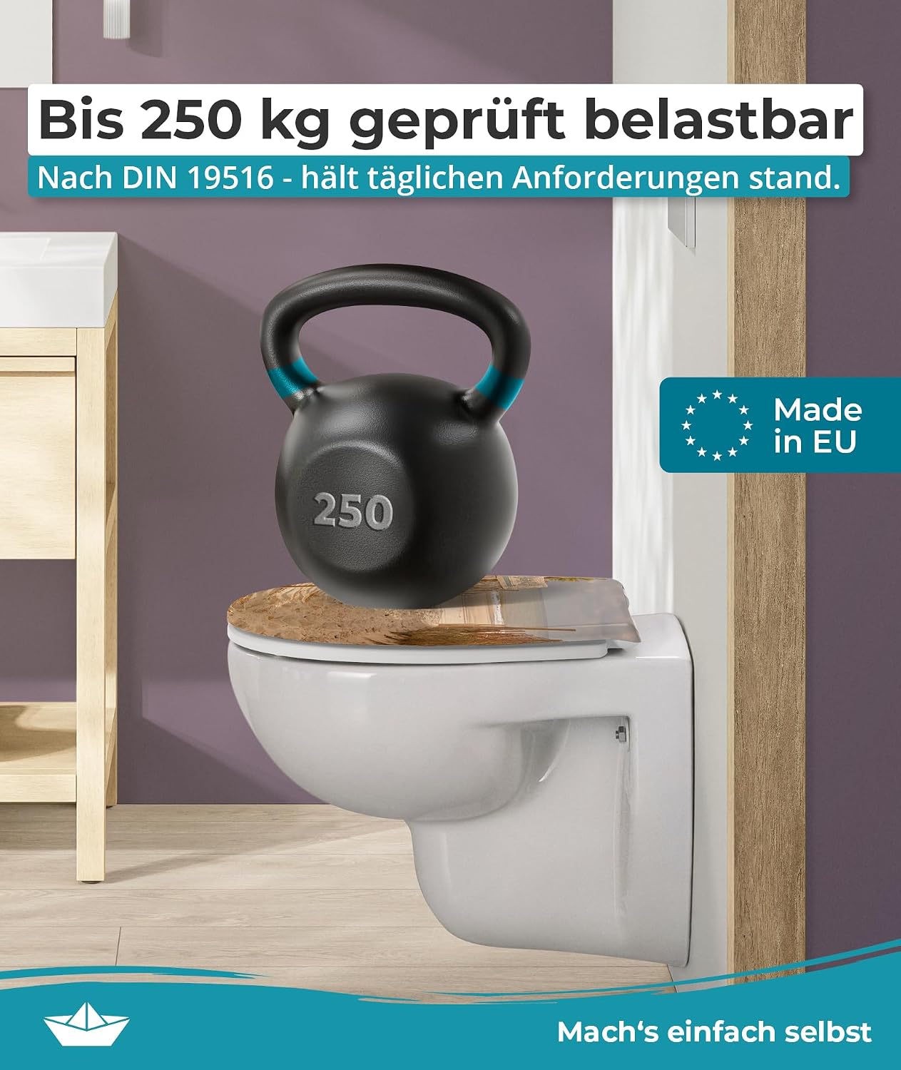 Thumbnail 4 de Calmwaters WC-Sitz „Sandstrand“ mit Absenkautomatik, Duroplast (bis 250 kg) – einfache Montage