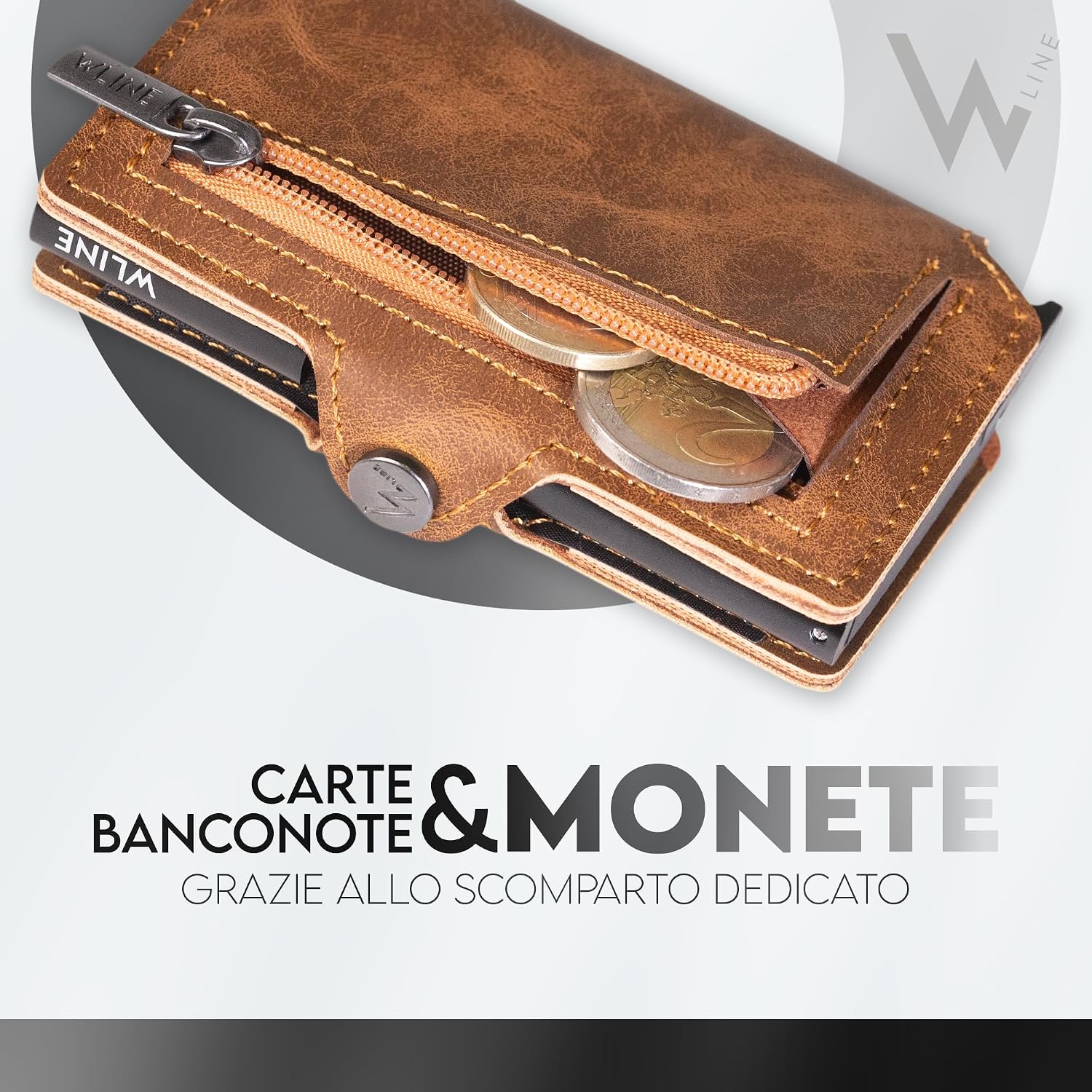 Detalle 2 de WLine Portafoglio Uomo Slim con Portamonete RFID 1,5 cm