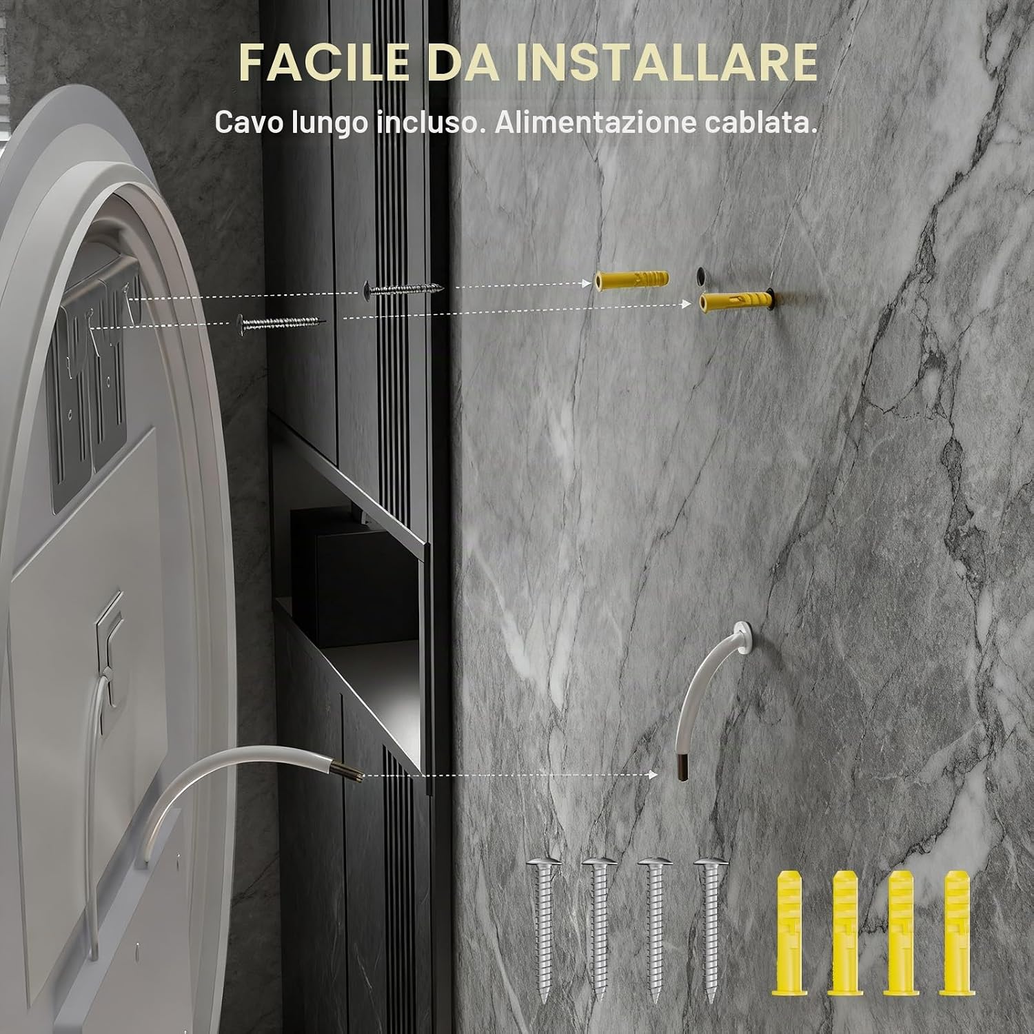 Thumbnail 6 de PINNIP Specchio Bagno con Luce – Specchio LED Rotondo da Parete 50 cm, Antifog, Touch Intelligente