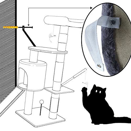 Detalle de VOUNOT Arbre à Chat avec Griffoir et Niche – Hauteur 112 cm, Gris