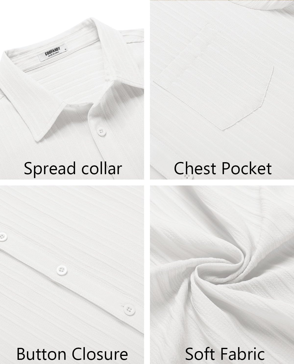 Thumbnail 4 de COOFANDY Men’s Casual Button Down Short Sleeve Textured Summer Beach Shirt with Pocket