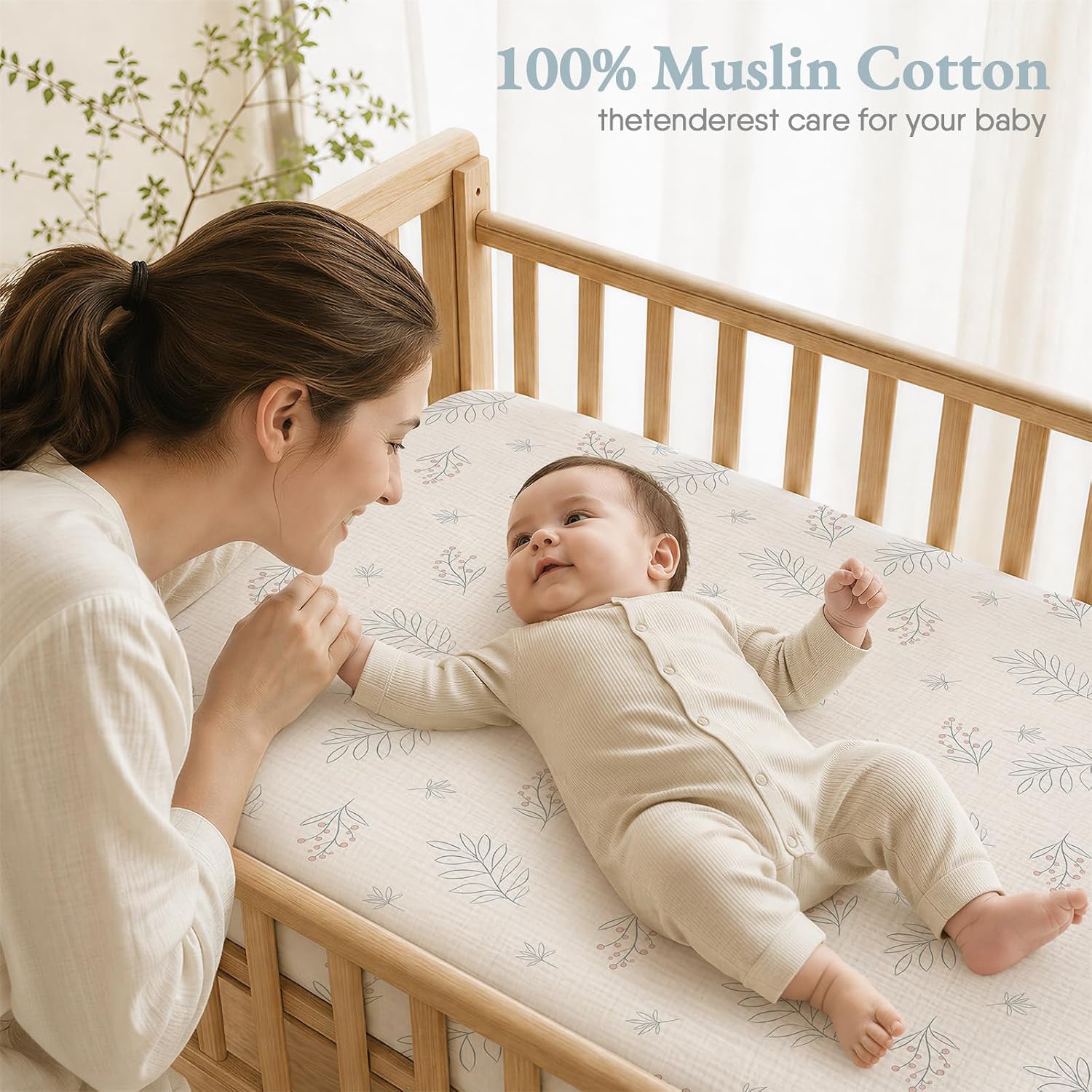 Detalle 2 de BabyBond Muslin Crib Sheets, 2-Pack