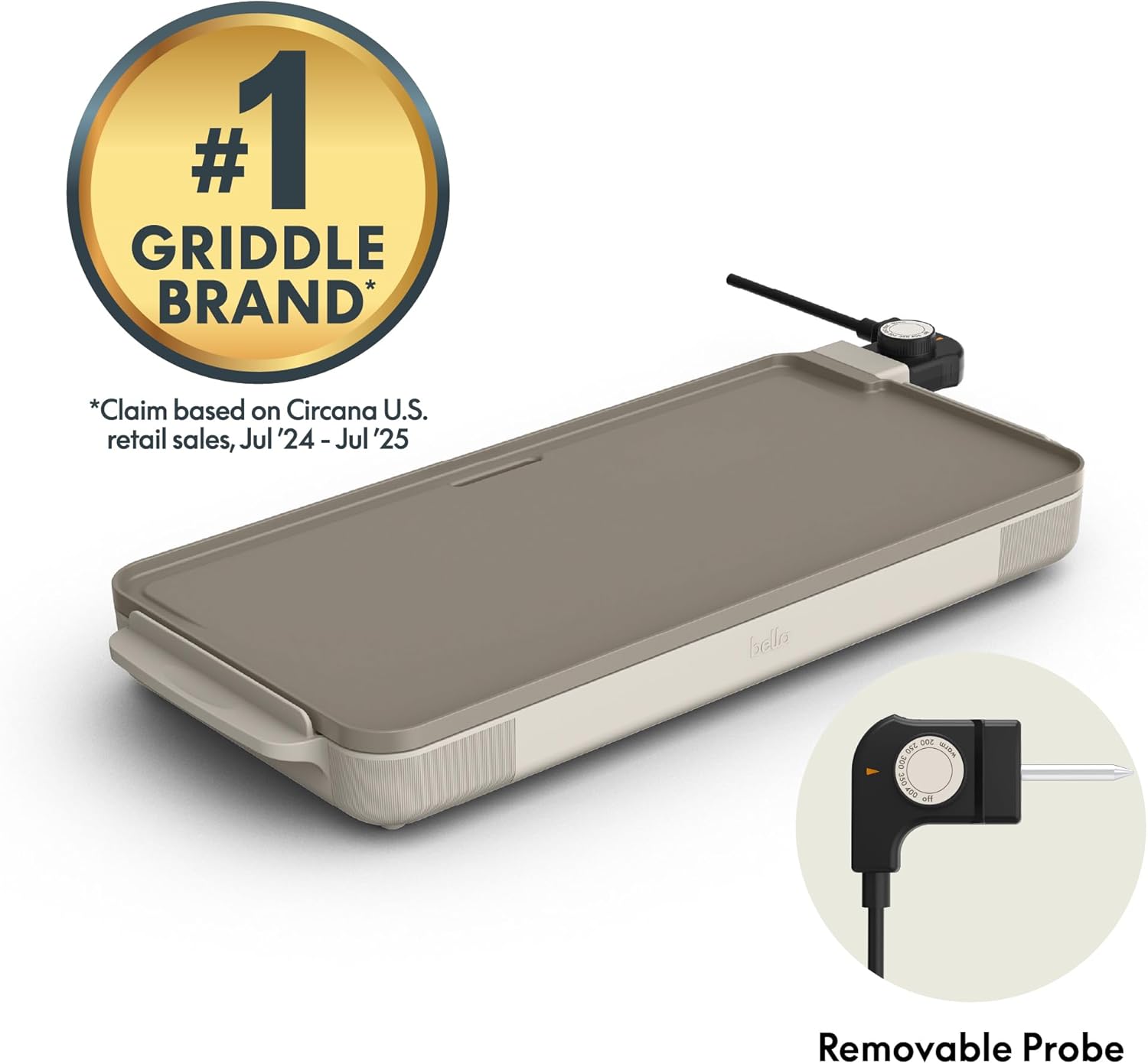 Detalle 2 de bella 12" x 22" Electric Griddle with EverGood™ Ceramic Nonstick Coating and Removable Temperature Probe