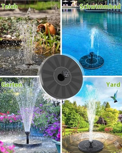 Thumbnail 6 de HAZENS Solar Springbrunnen für Außen – 6 Sprüheffekte, kraftvoll durch Sonnenenergie
