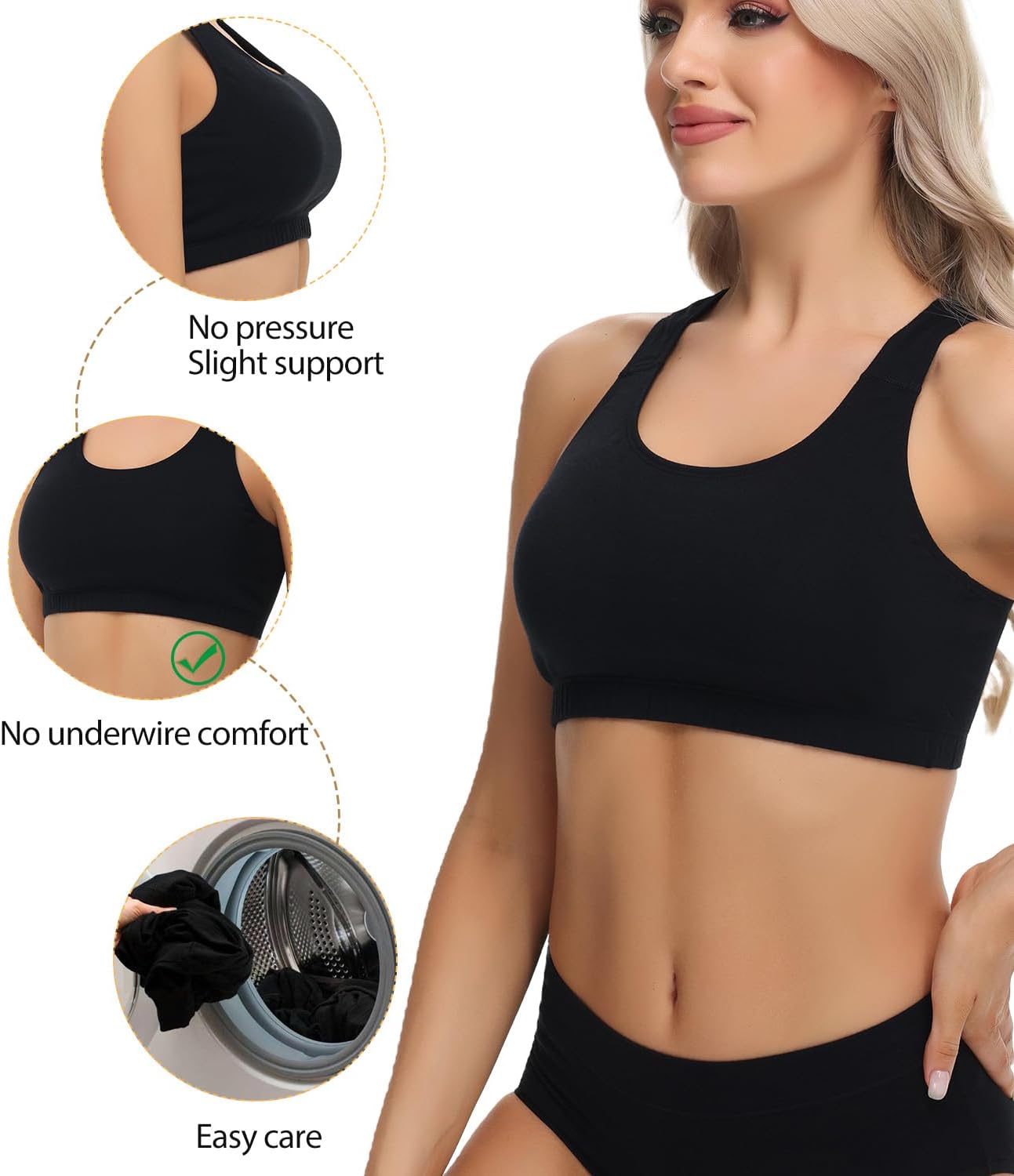 Thumbnail 2 de wirarpa Bustier Damen Baumwolle Ohne Bügel T-Rücken – 3er Pack