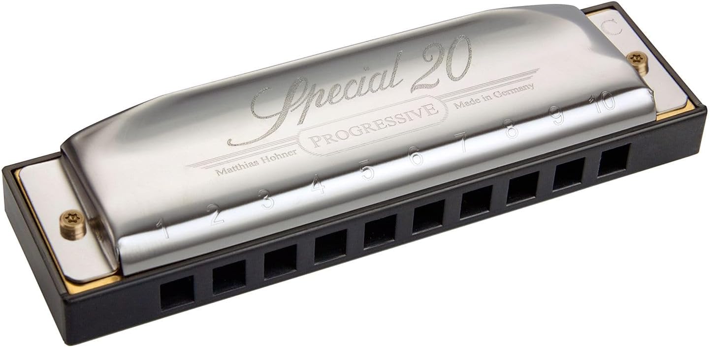 Detalle de Hohner Special 20 mondharmonica in C-groot met messing plaat van 0,9 mm