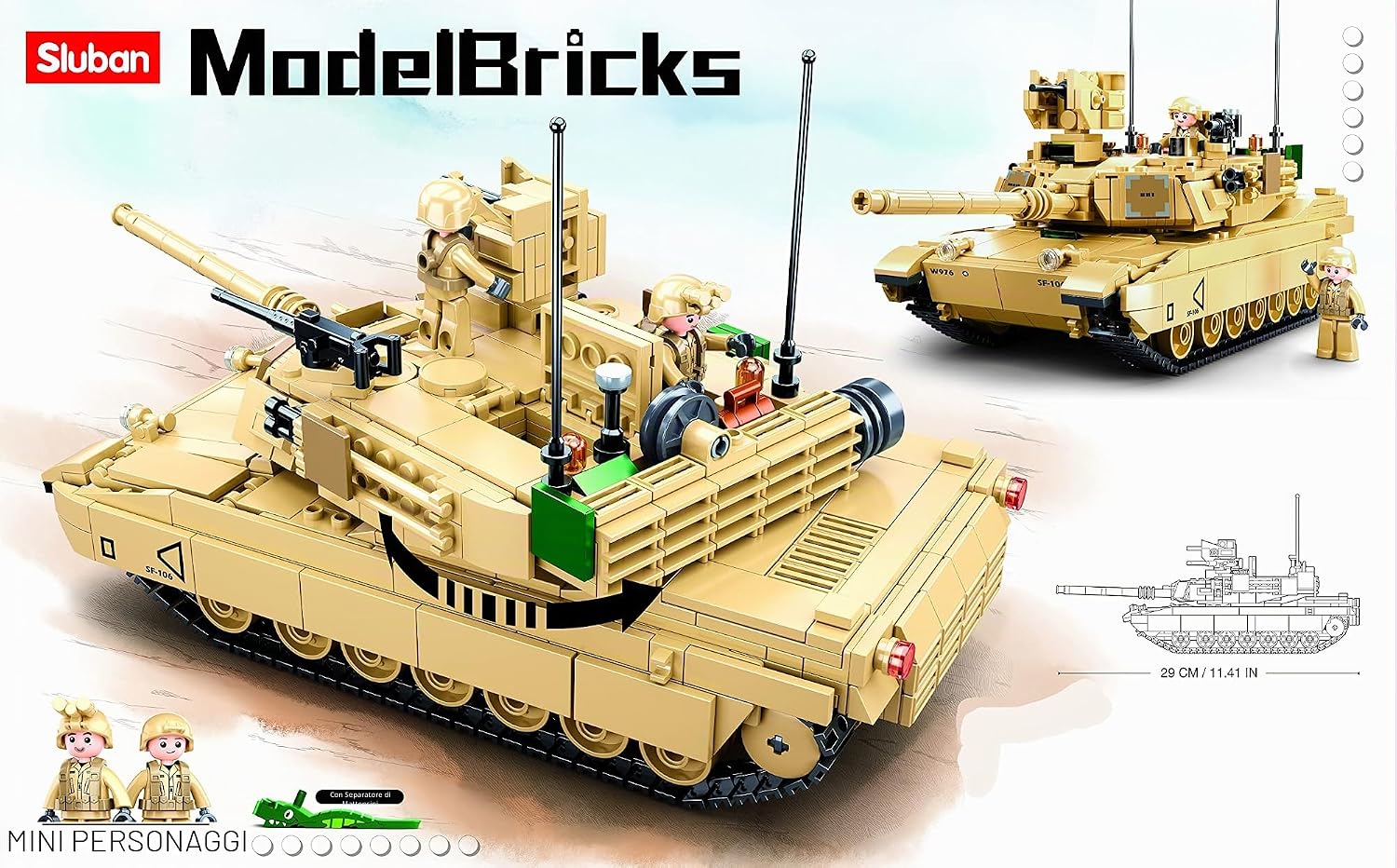 Detalle 2 de Sluban Model Bricks M1A2 SEP V2 Abrams – Tank da battaglia 781 pezzi, M38-B0892, multicolore