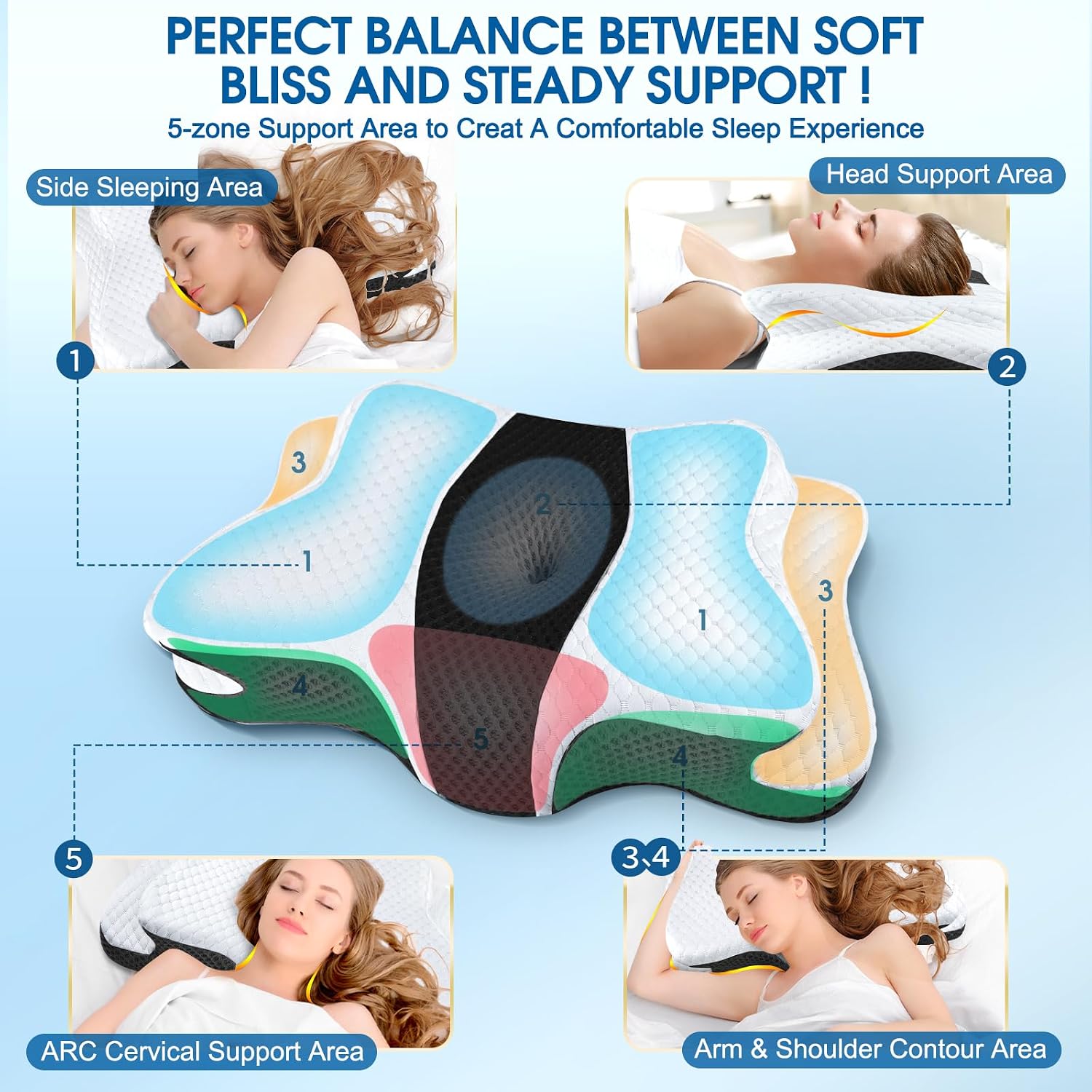 Thumbnail 3 de CHxxy pillow 001 Cervical Memory Foam Pillow, Queen Adjustable Contour