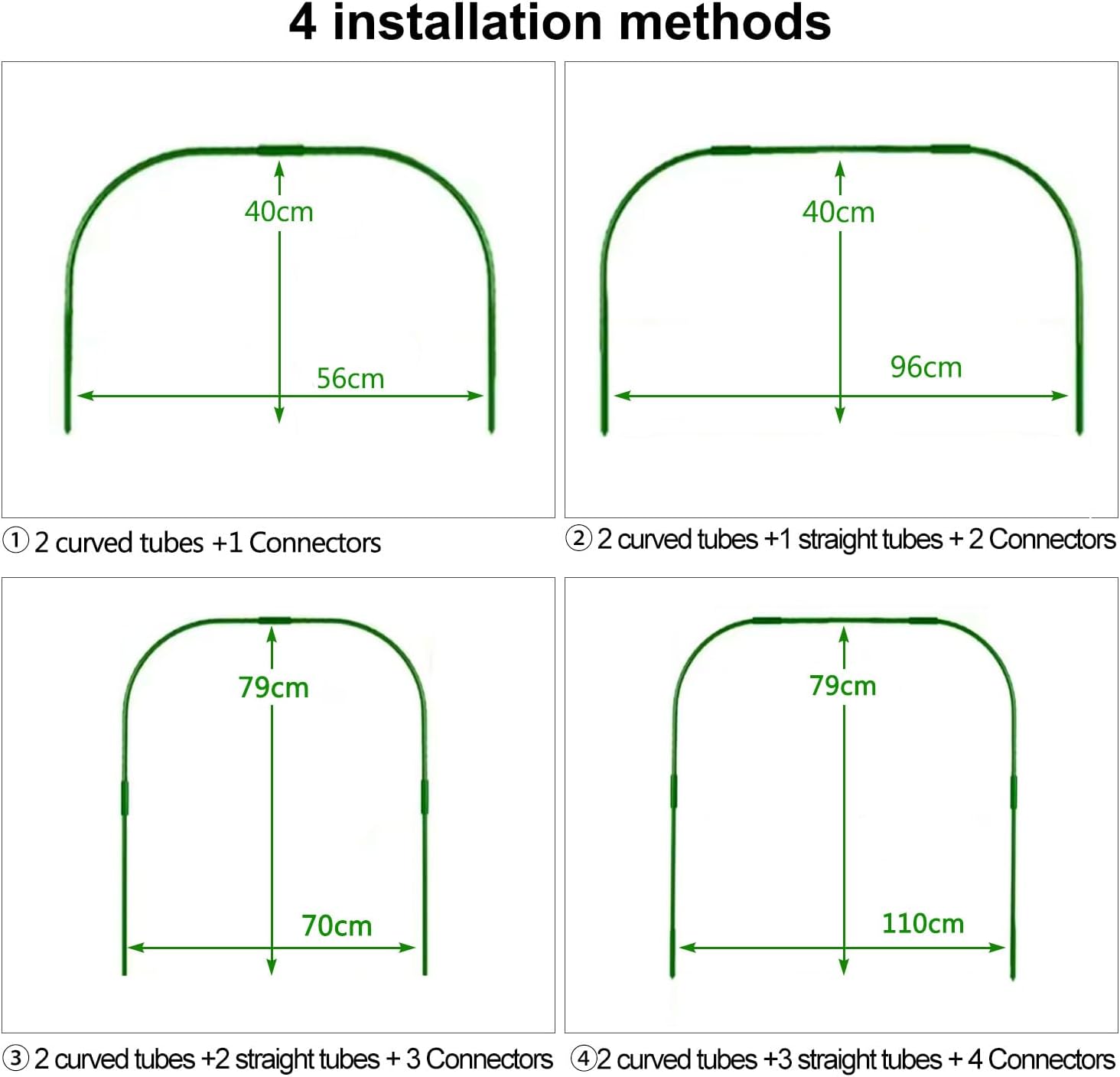 Thumbnail 2 de Homvvi 6 Pack Greenhouse Plant Hoops with Garden Netting — Rust-free 3x6m Grow Tunnel Kit