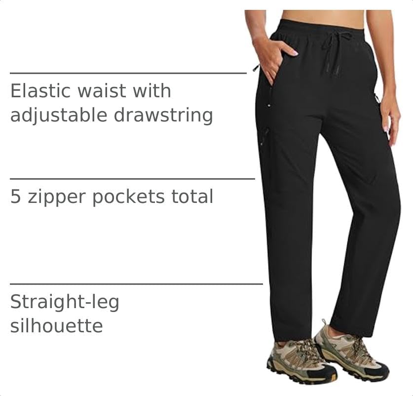 Detalle 2 de AIRIKE Women's Hiking Cargo Pants, Quick-Dry, UPF 50+, 5 Zipper Pockets