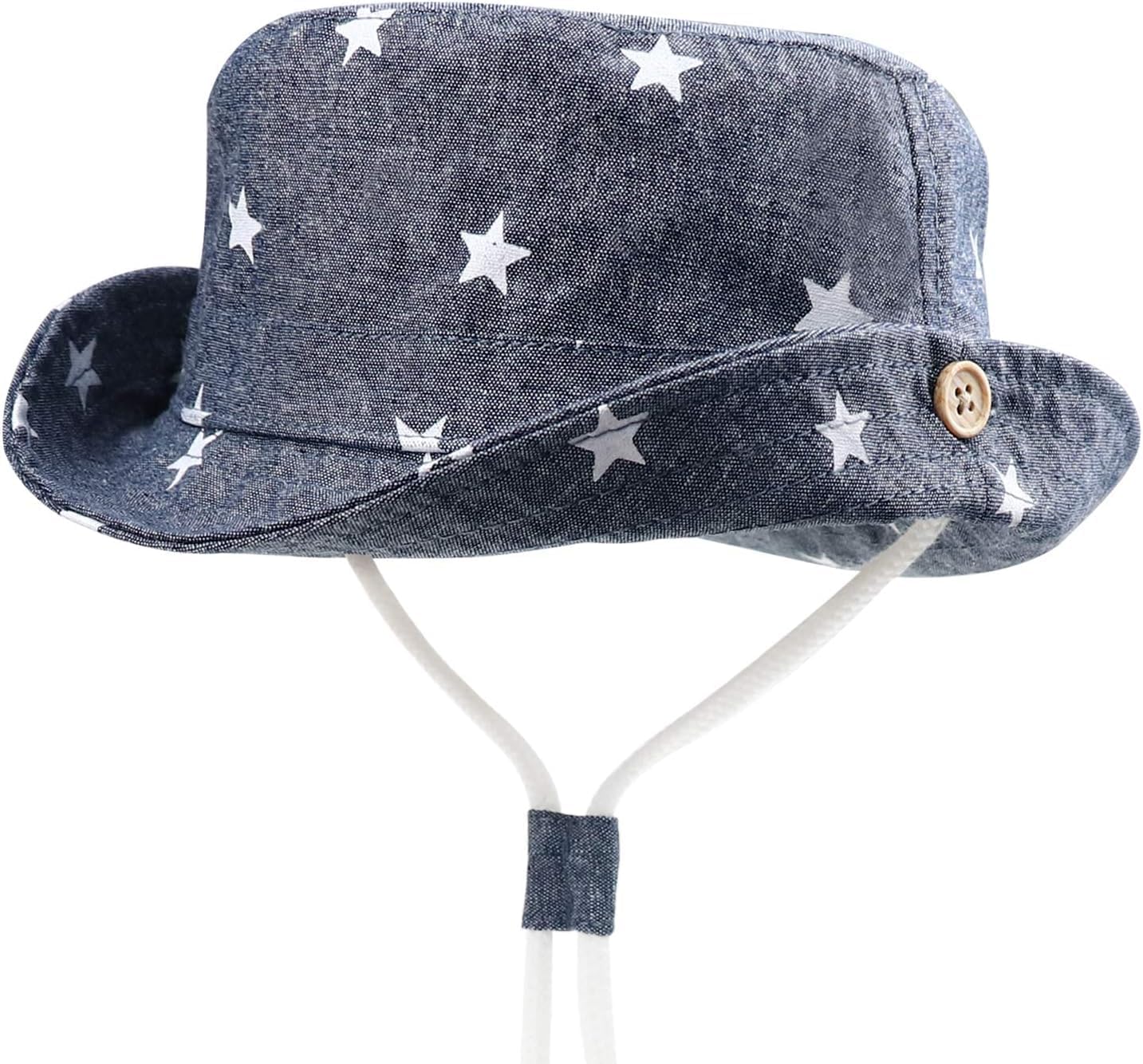Detalle de DRESHOW Baby Sonnenhut: UPF50+ Strandhut mit breiter Krempe und verstellbarer Passform