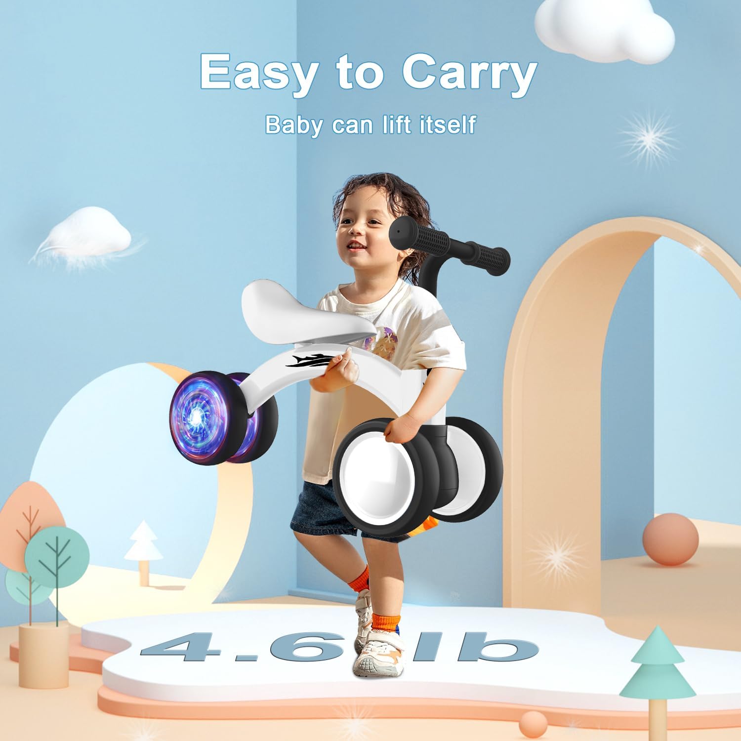 Thumbnail 3 de Gamfeiny Colorful Lighting Baby Balance Bike (10–36 Months) No-Pedal Toddler Scooter-Style Ride-On