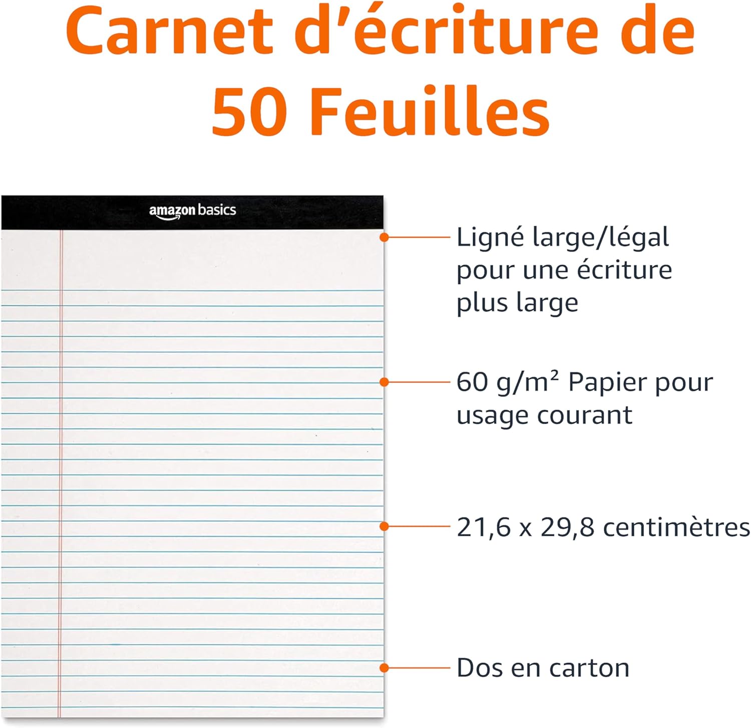 Thumbnail 3 de Amazon Basics Blocs-notes lignés 21,6 x 29,8 cm — 12 unités, 50 feuilles chacun