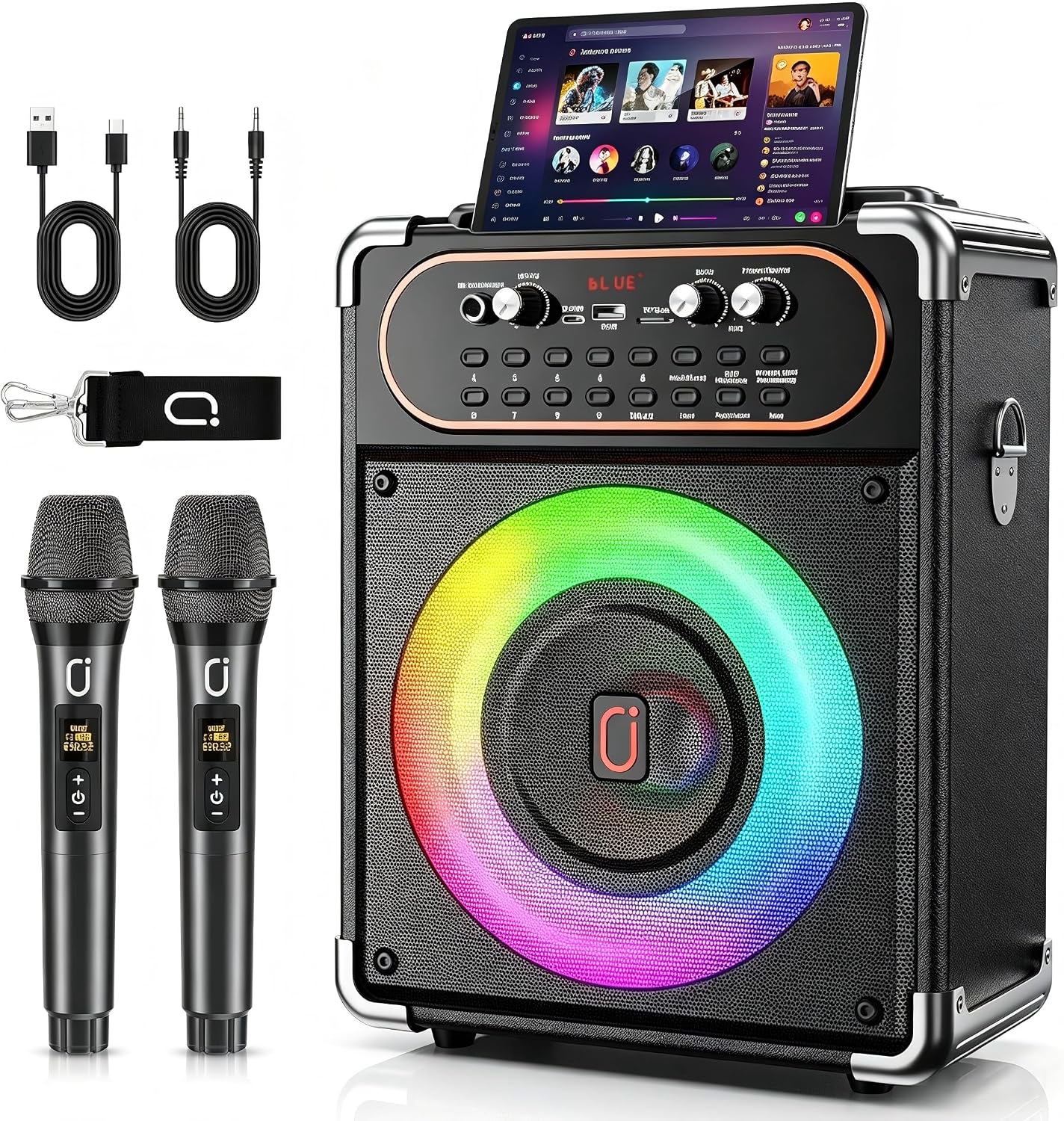 Detalle de HWWR S68 Karaoke Machine, 200W Peak, 6.5-Inch Alloy Woofer, Bluetooth 5.3