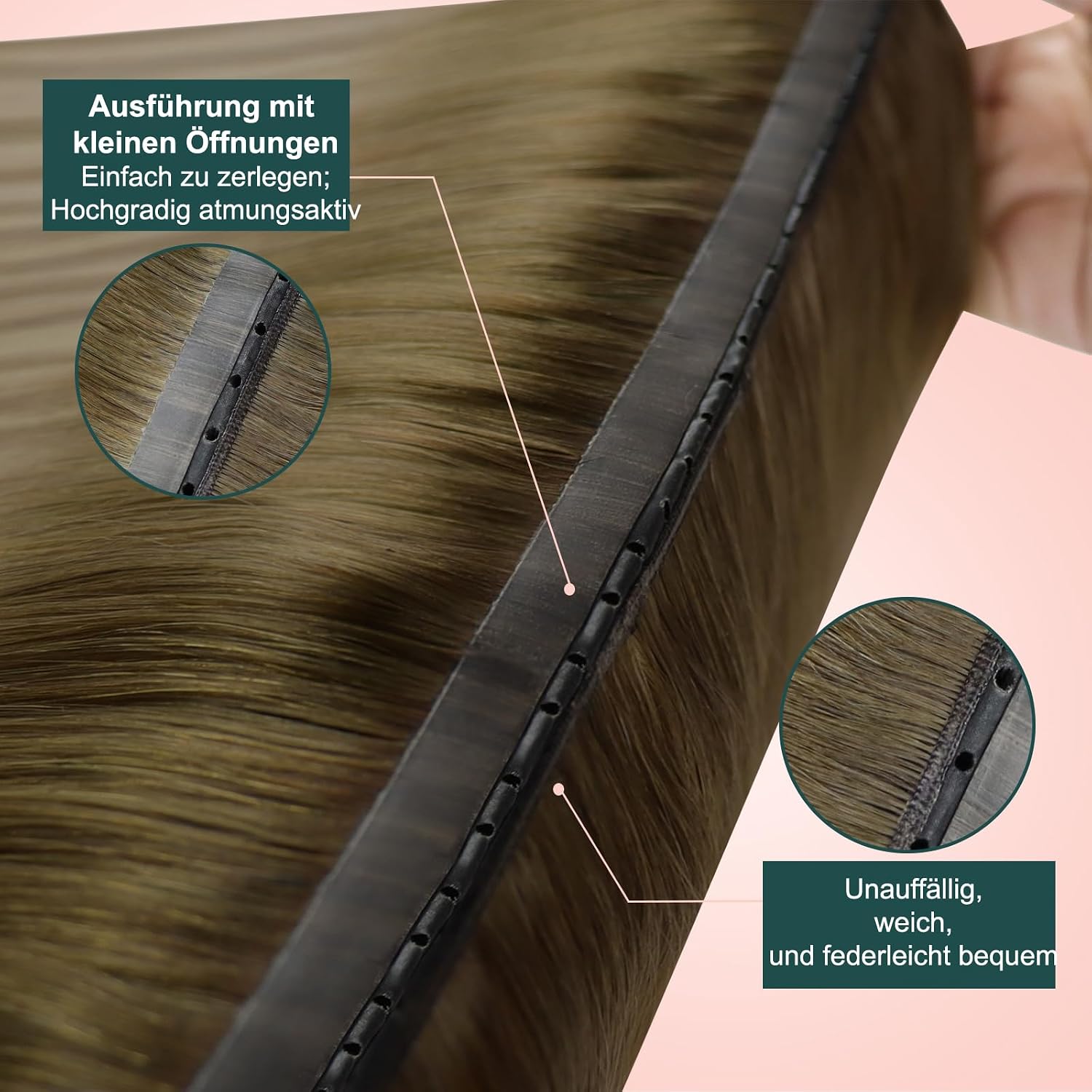 Detalle de Easyouth Butterfly Tressen Echthaar Balayage Weft Extensions (Blond/Dunkelbraun) – für Damen, 80 g
