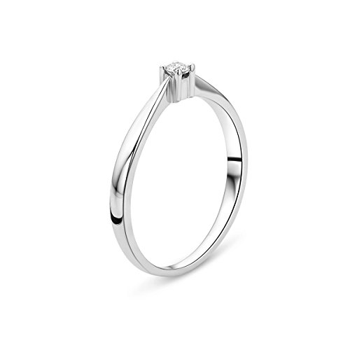 Thumbnail 2 de Orovi Anillo solitario de compromiso para mujer en oro blanco 9K con diamante 0,05 ct